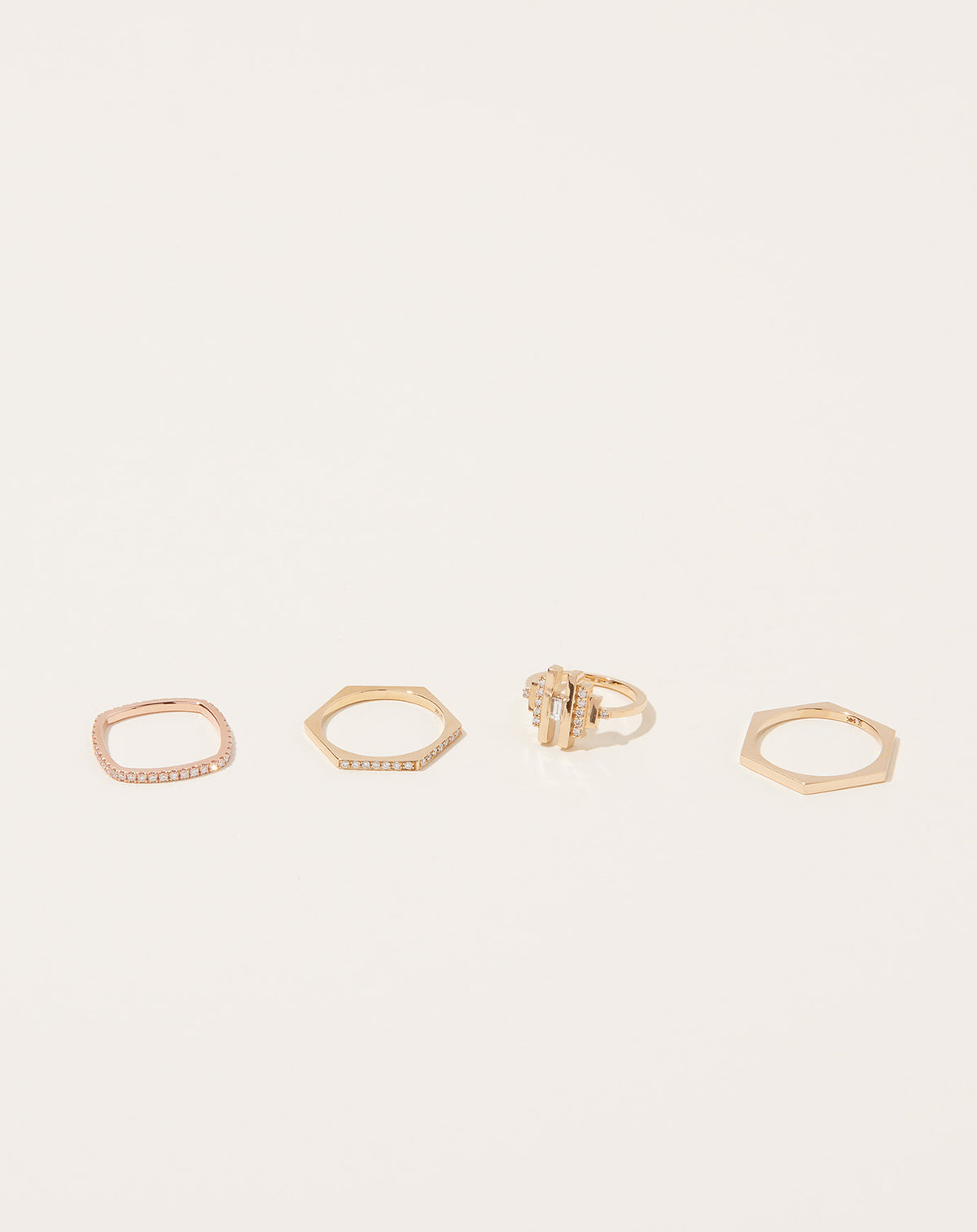 Hex Ring with White Diamonds in 14k Yellow Gold | Selin Kent | Covet ...