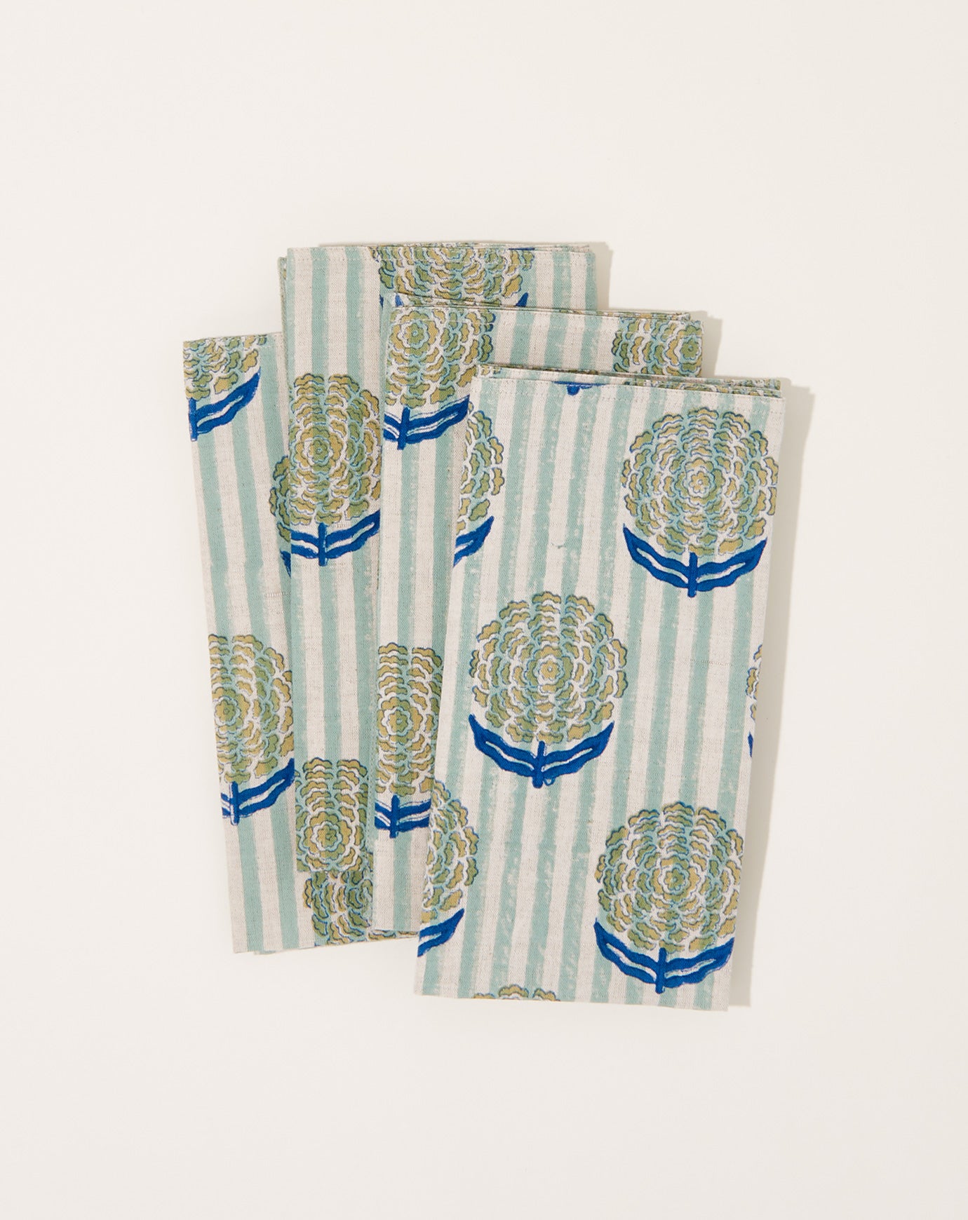 Soil to Studio Alisha Block Printed Table Napkins in Blue