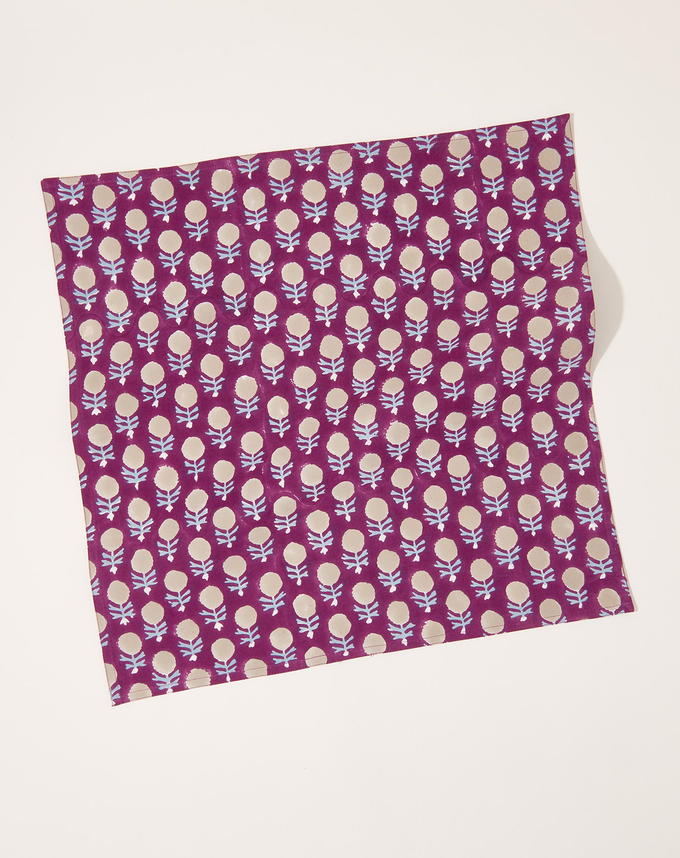 Soil to Studio Kesya Block Printed Table Napkins in Eggplant