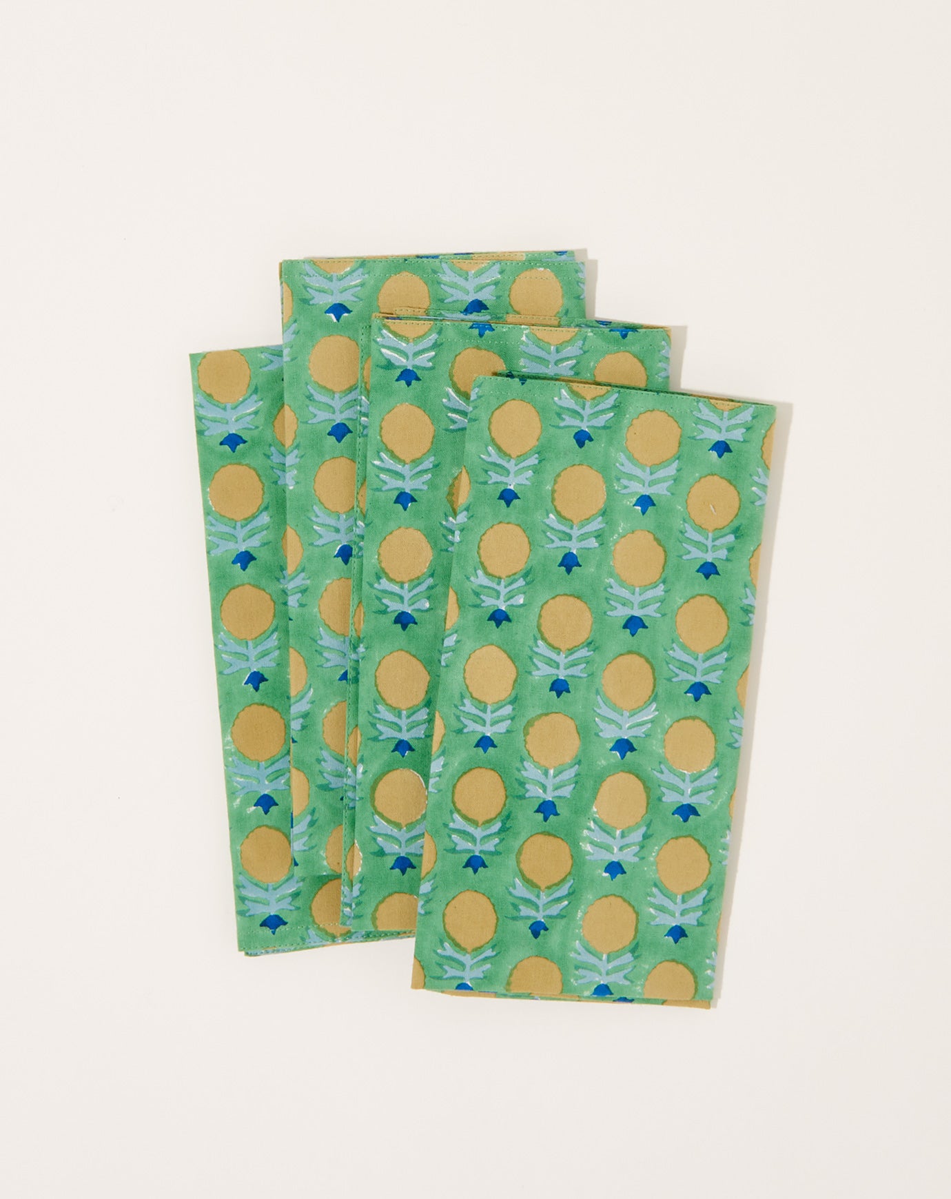 Soil to Studio Kesya Block Printed Table Napkins in Mint Green