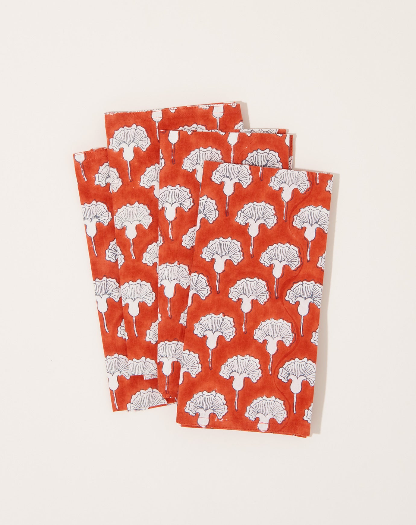 Soil to Studio Seema Block Printed Table Napkins in Poppy Orange