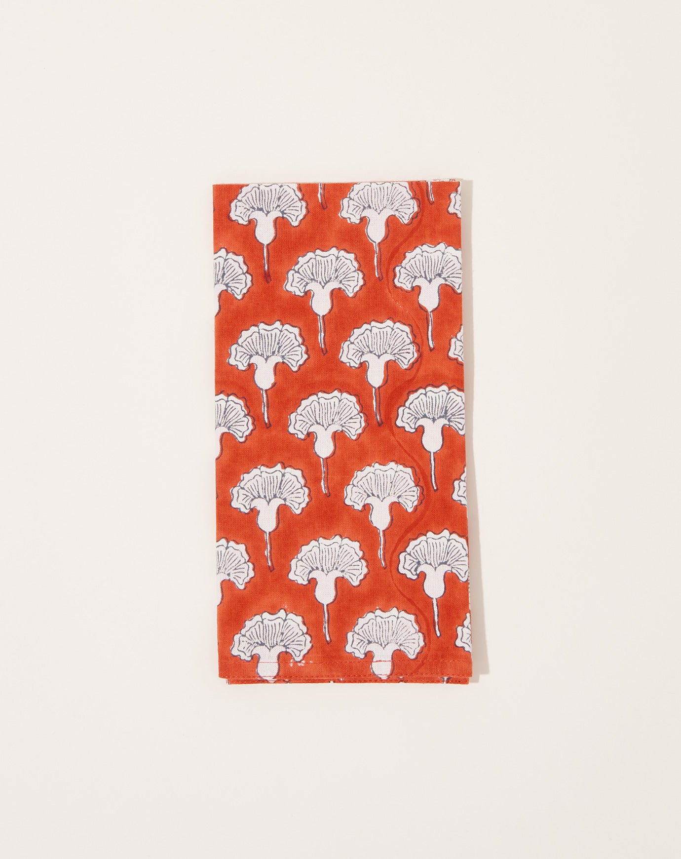 Soil to Studio Seema Block Printed Table Napkins in Poppy Orange