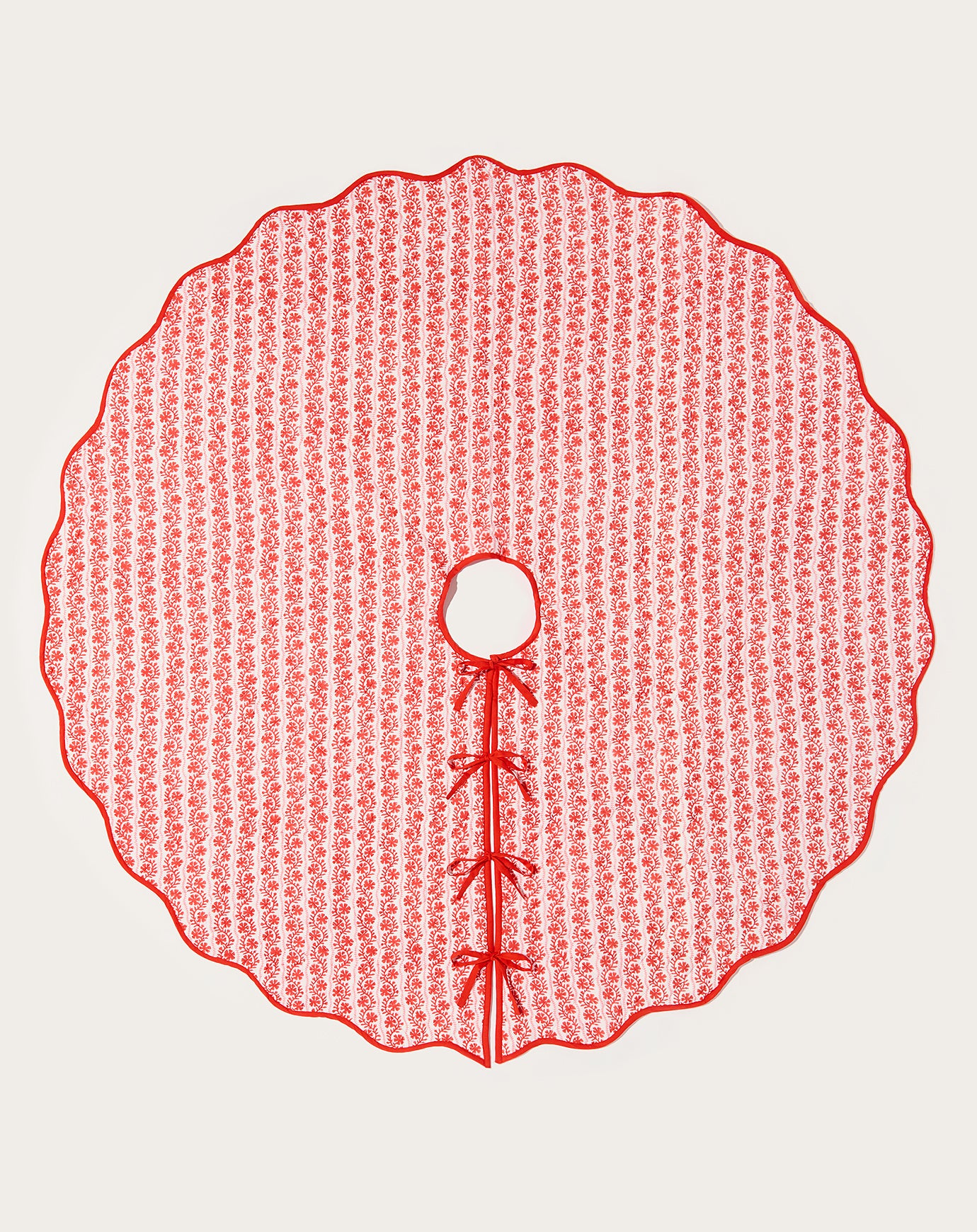 Soil to Studio Vipin Christmas Tree Skirt in Tomato Red