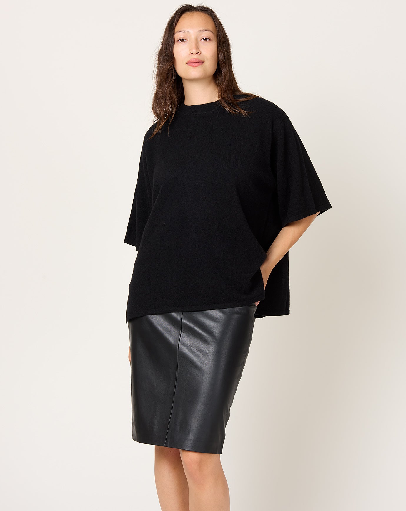 St. Agni Cashmere Copain Tee in Black