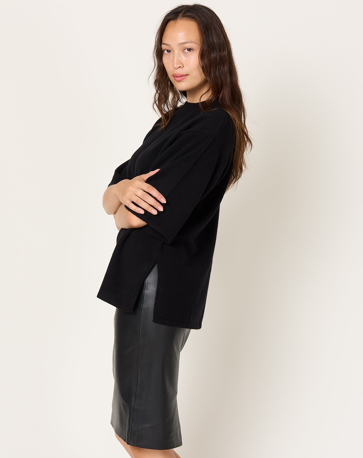 St. Agni Cashmere Copain Tee in Black