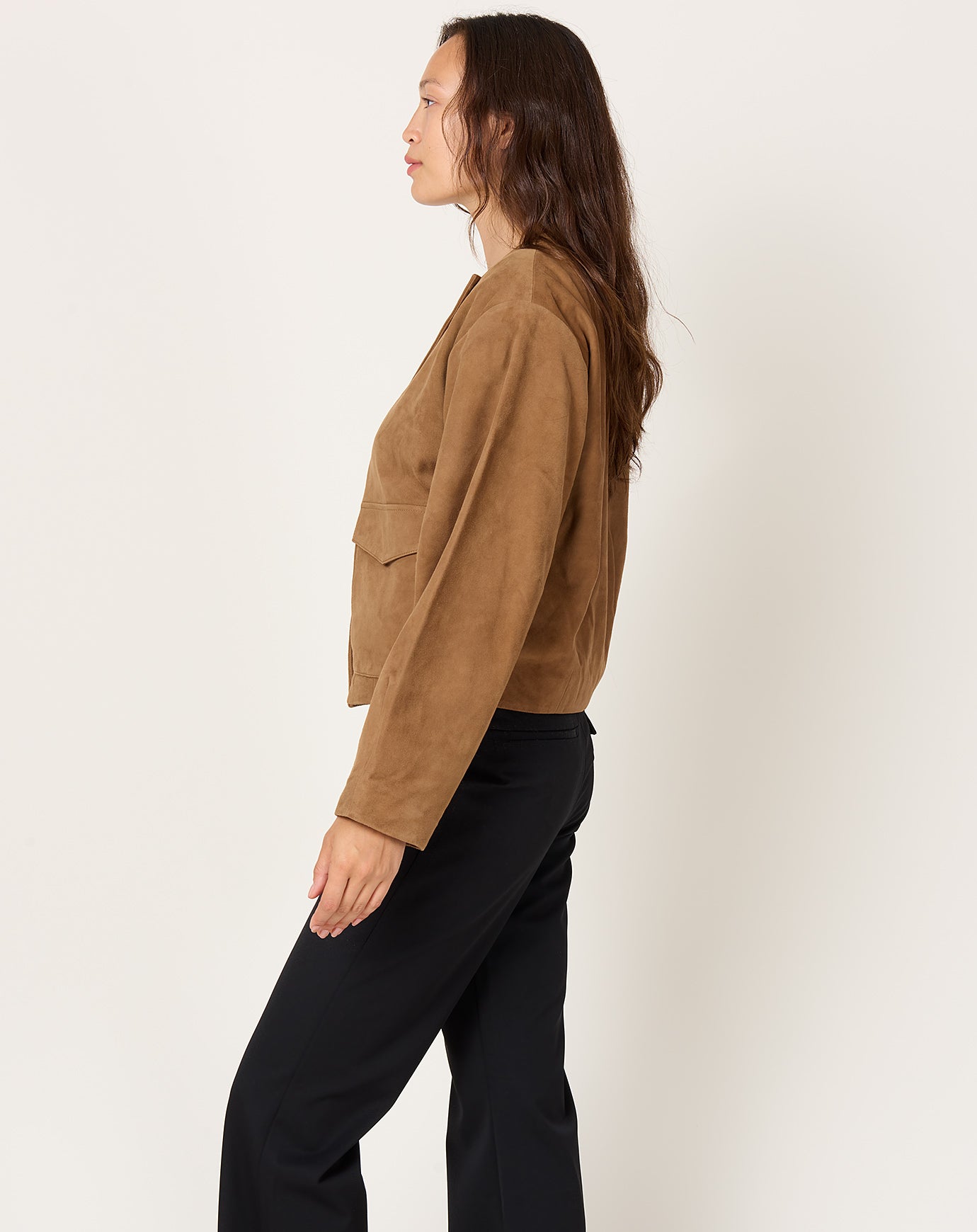 St. Agni Suede Utility Cocoon Bomber in Toffee