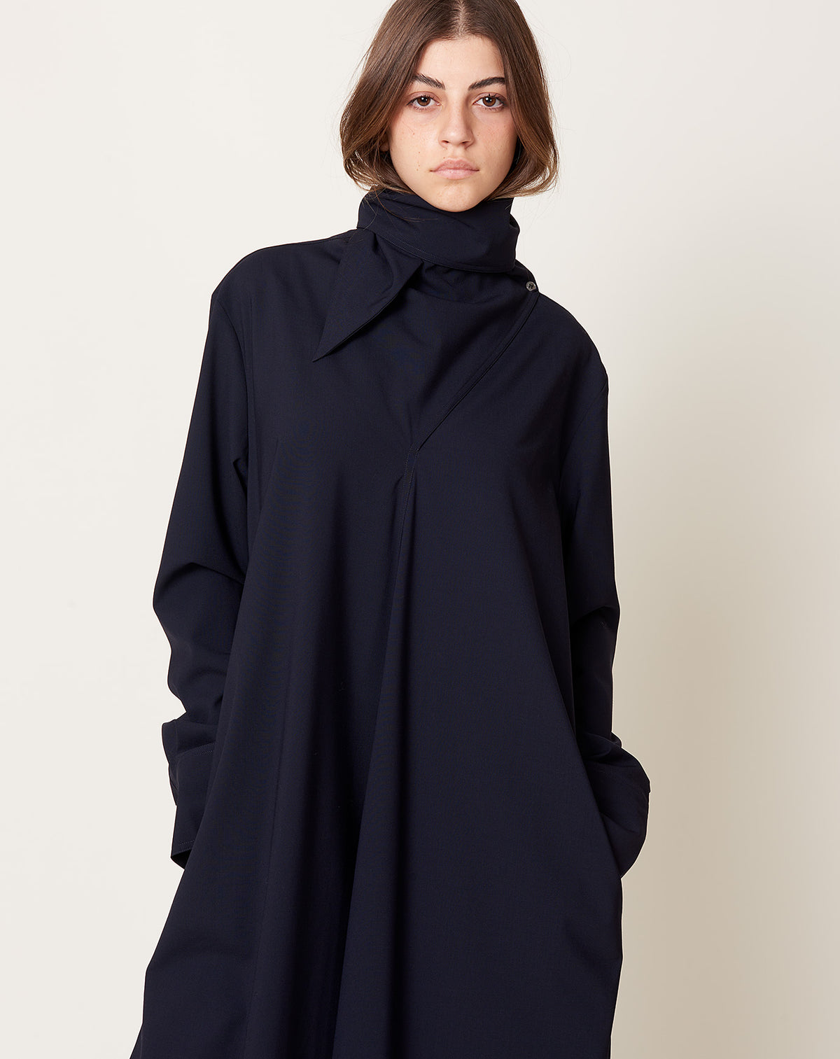 Ohrid Scarf Neck Dress in Darkest Navy | Studio Nicholson | Covet + Lou ...