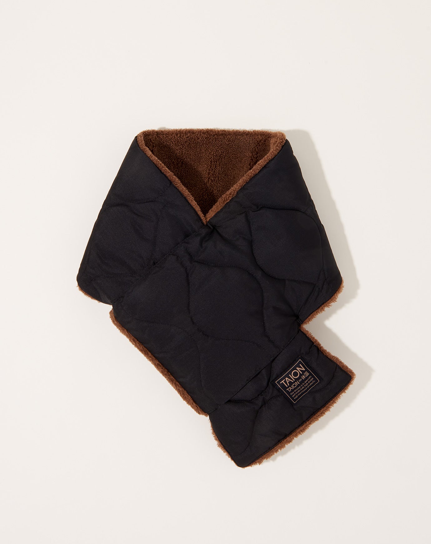 Taion Military Reversible Down Scarf in Black & Mocha