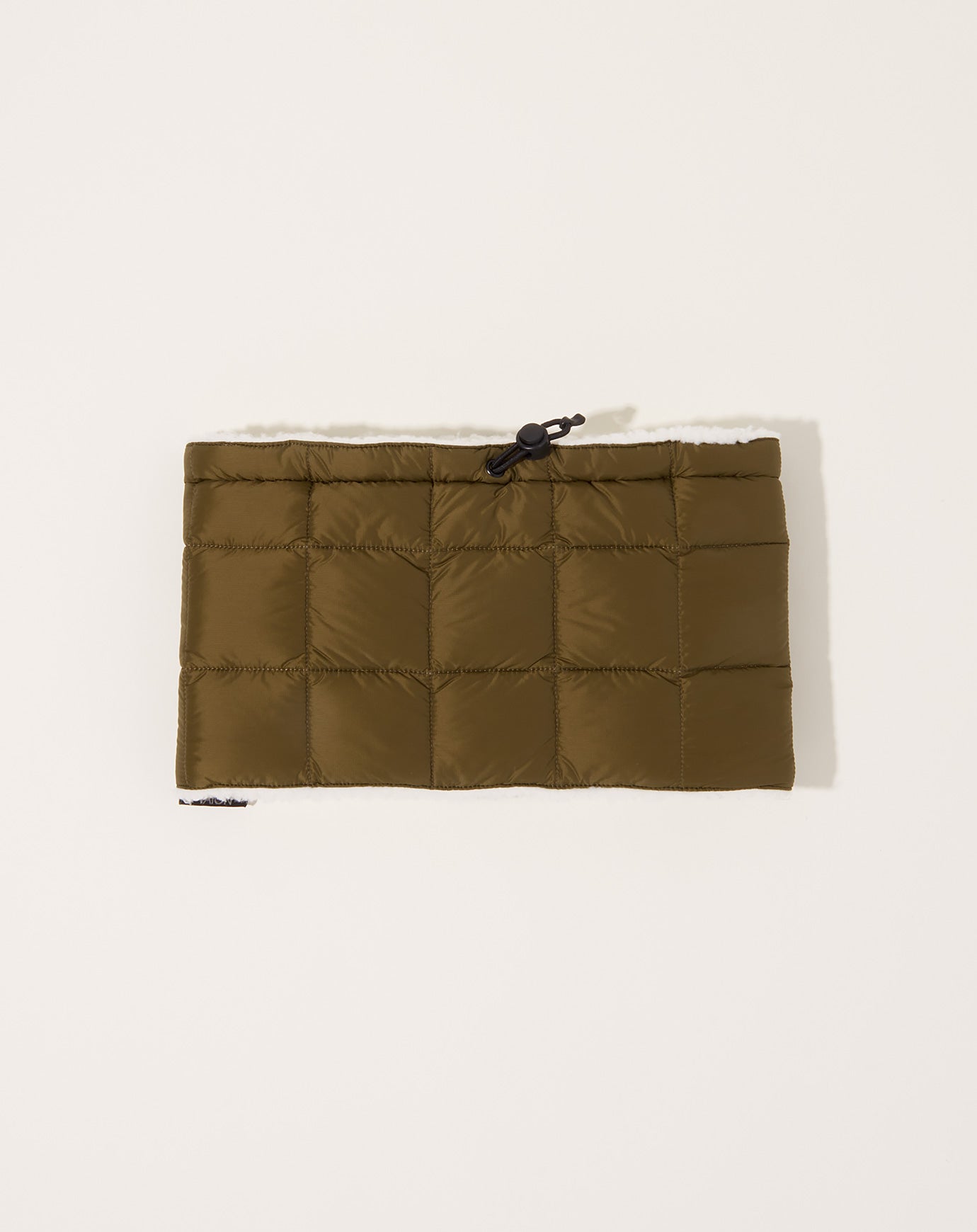 Taion Reversible Down x BOA Neck Warmer in Olive & Ivory