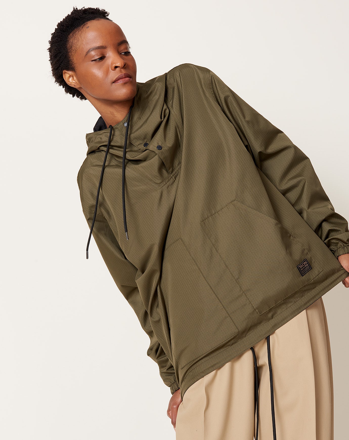 Taion Reversible Non Down Parka in Black and Olive