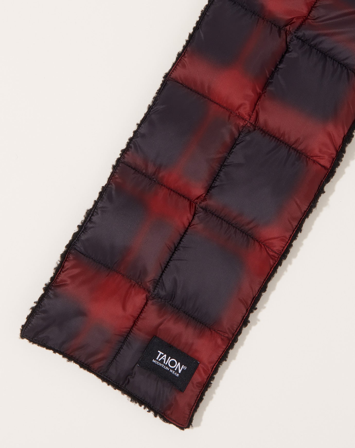 Taion Reversible Mountain Down X BOA Scarf in Black & Red Check