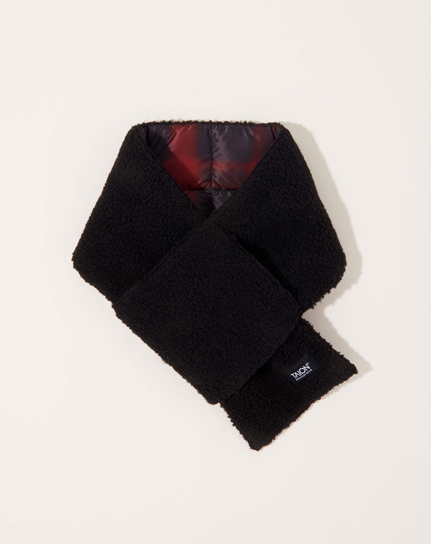 Taion Reversible Mountain Down X BOA Scarf in Black & Red Check