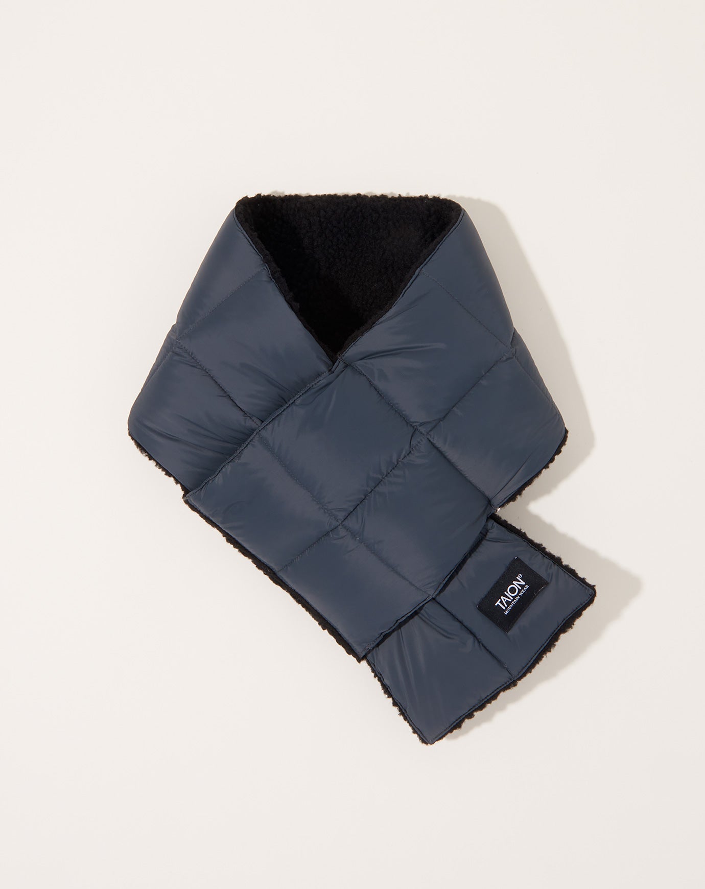 Taion Reversible Mountain Down X BOA Scarf in Dark Grey & Black