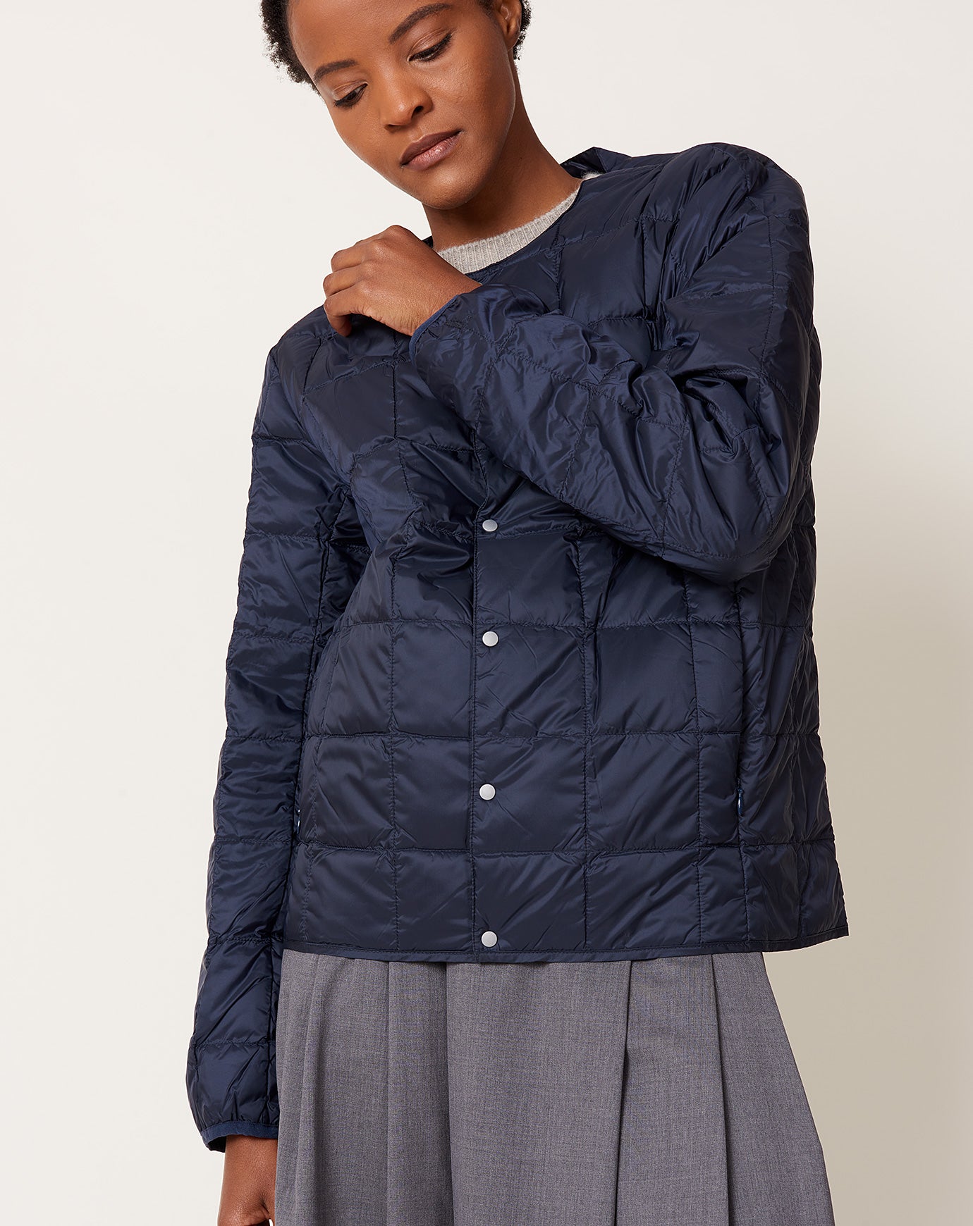 Taion Crew Neck Down Jacket in Dark Navy