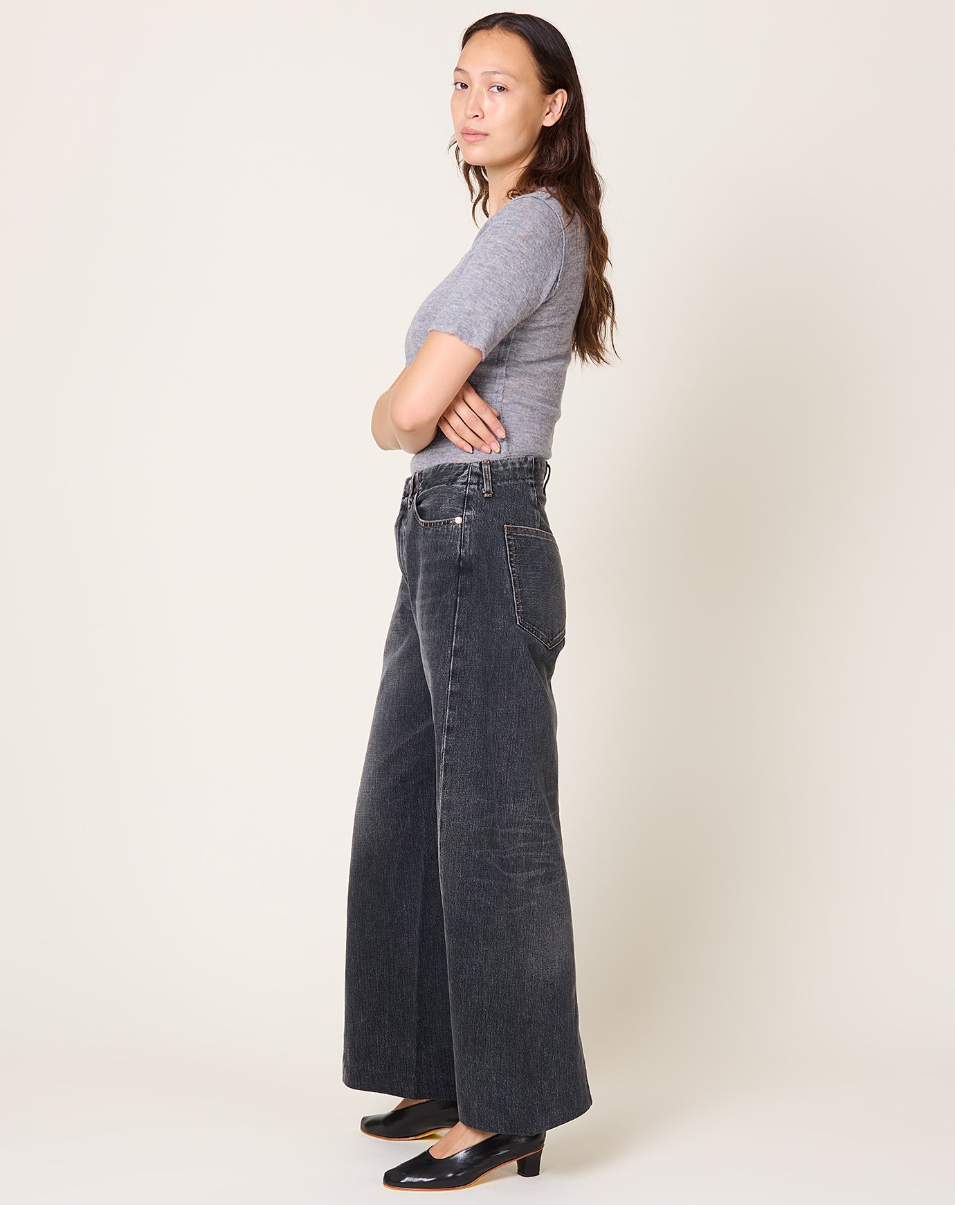 Tanaka Boy Jean Trousers in Dark Grey