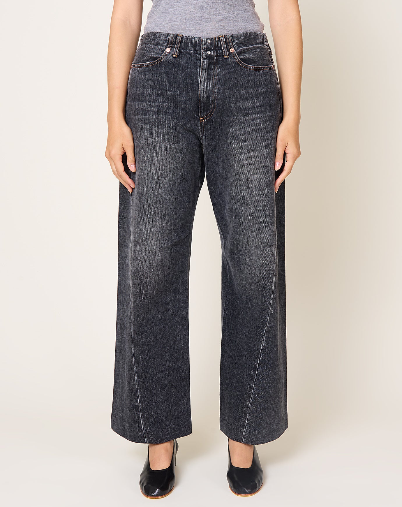 Tanaka Boy Jean Trousers in Dark Grey