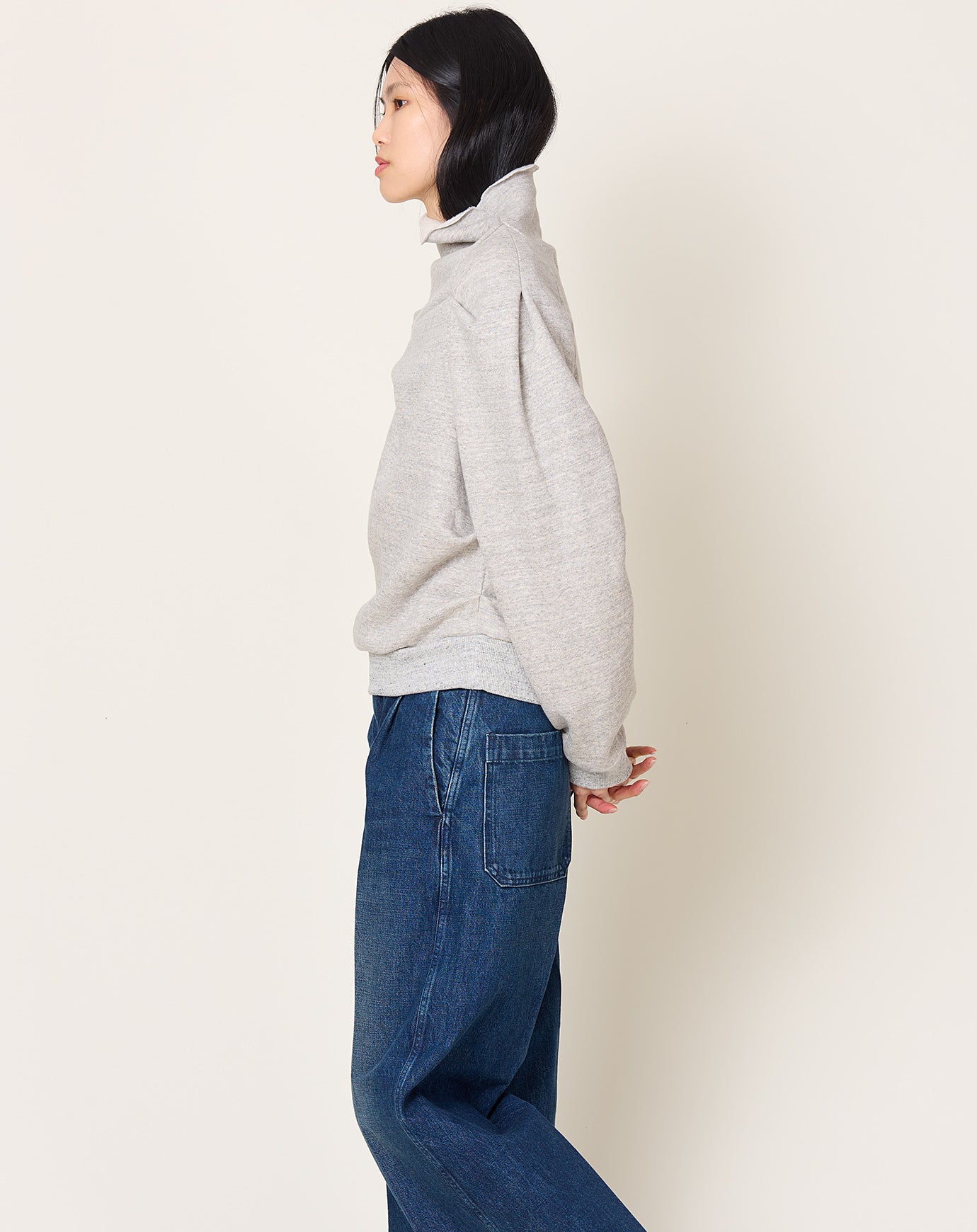 Tanaka Drape Sweatshirt in Heather Grey