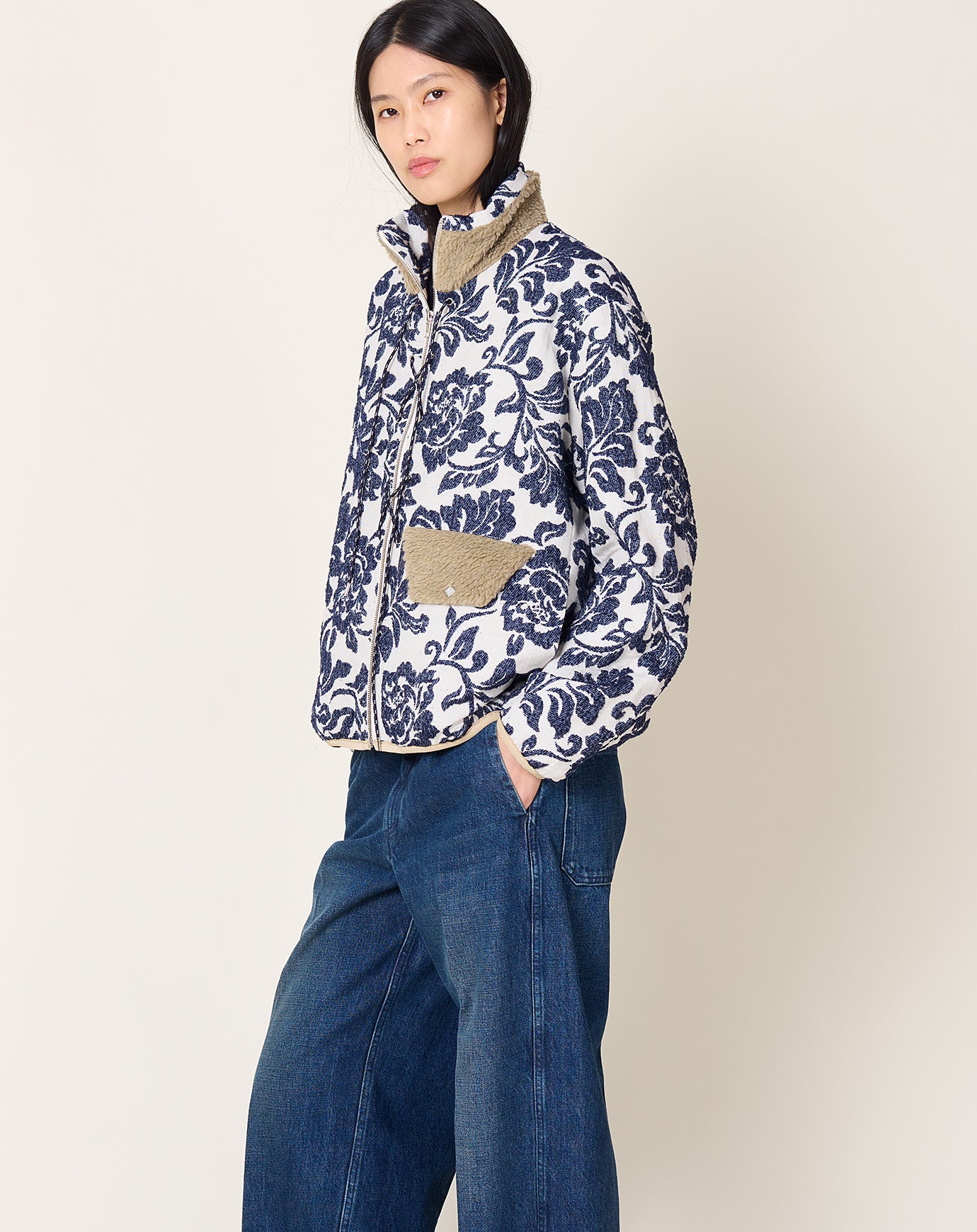 Tanaka Fleece Jacket in Indigo Flower
