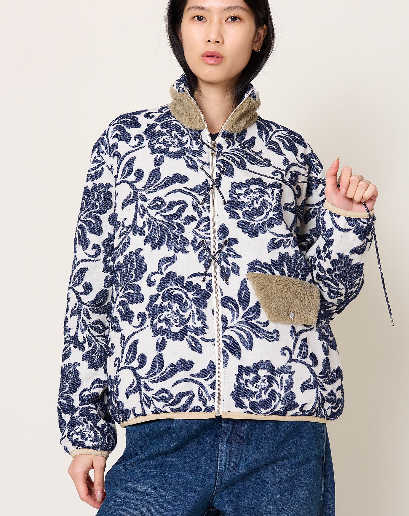 Tanaka Fleece Jacket in Indigo Flower