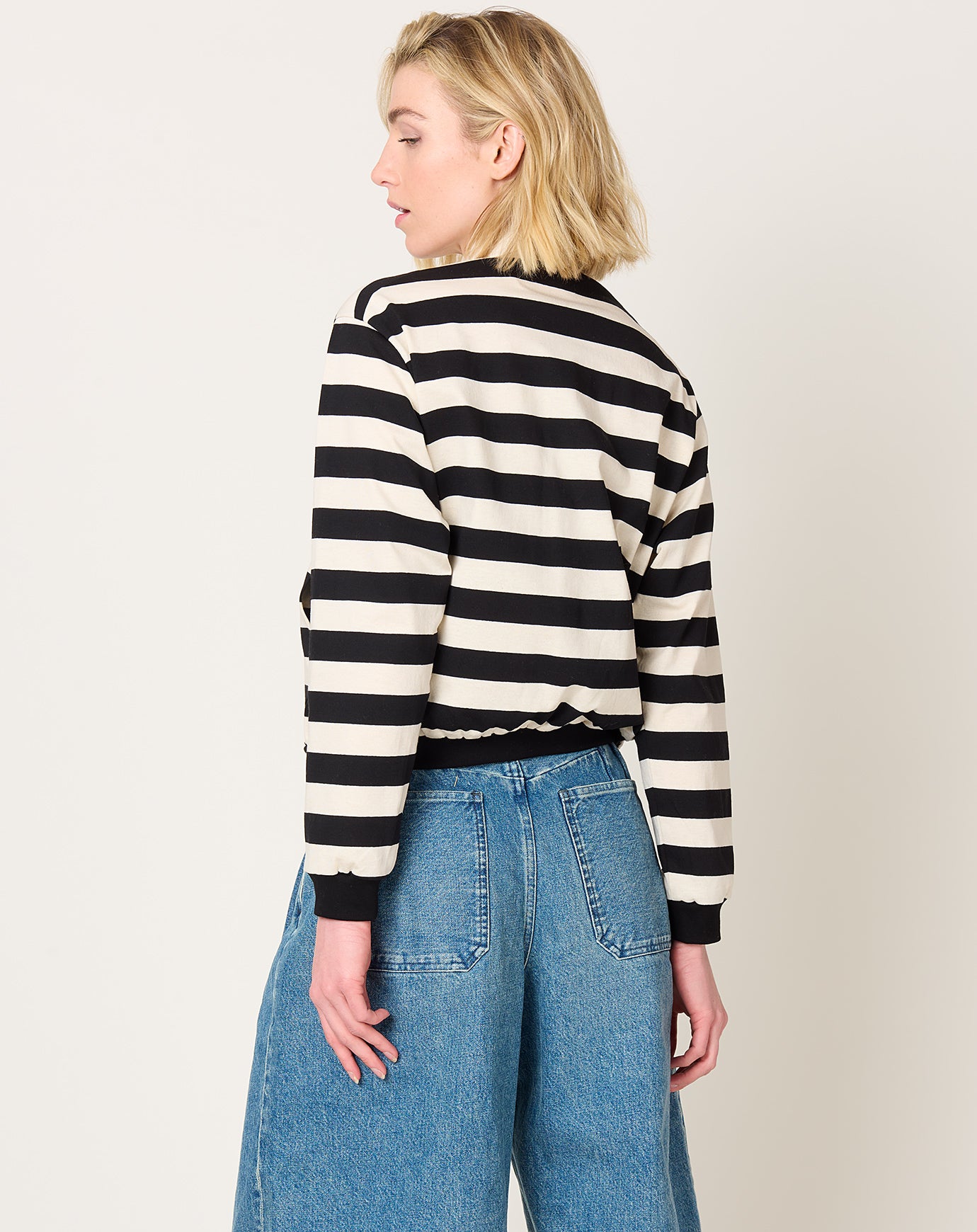 Tanaka Jersey Cardigan in Black Stripe