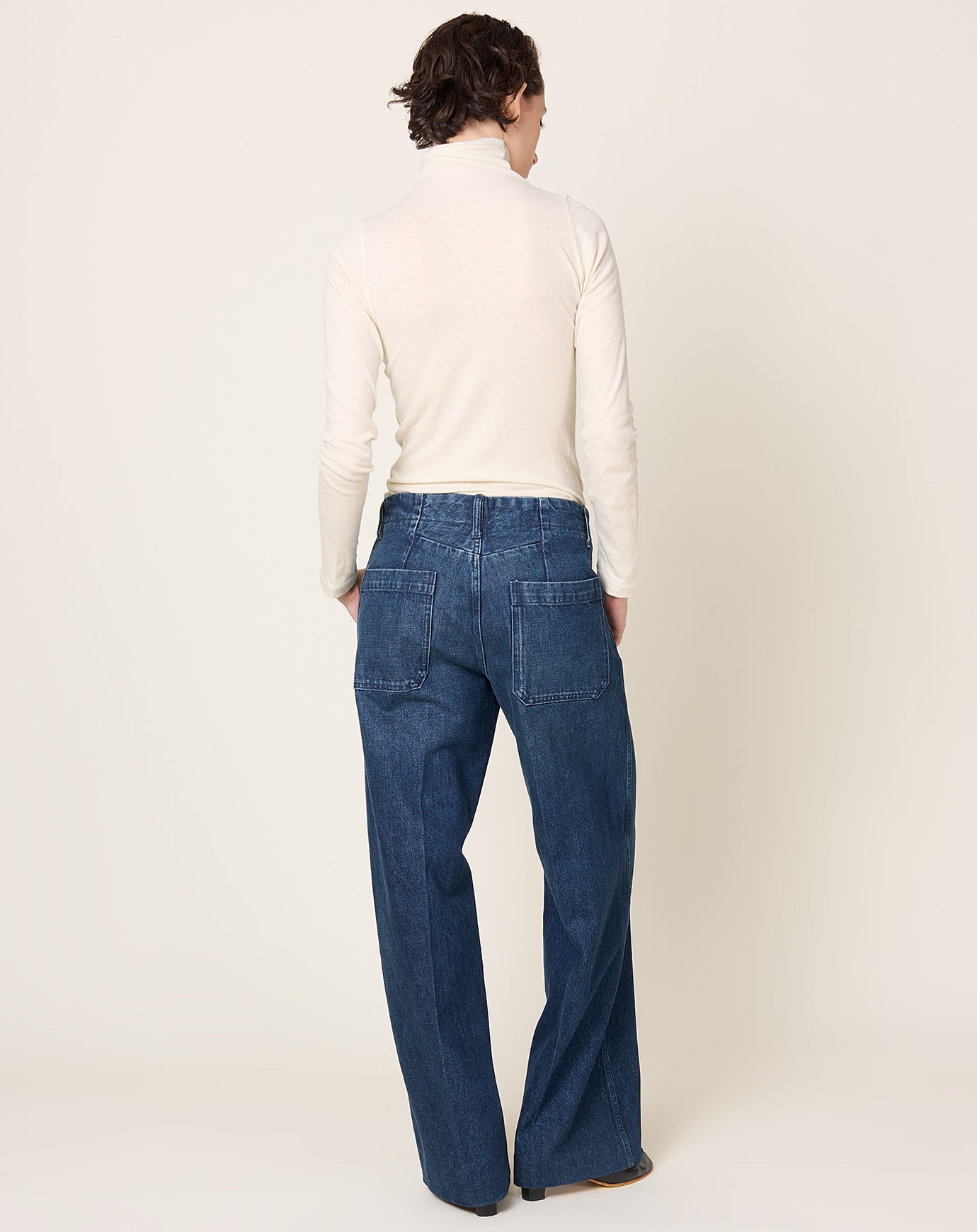 Tanaka Wide Jean Trousers in Dark Blue