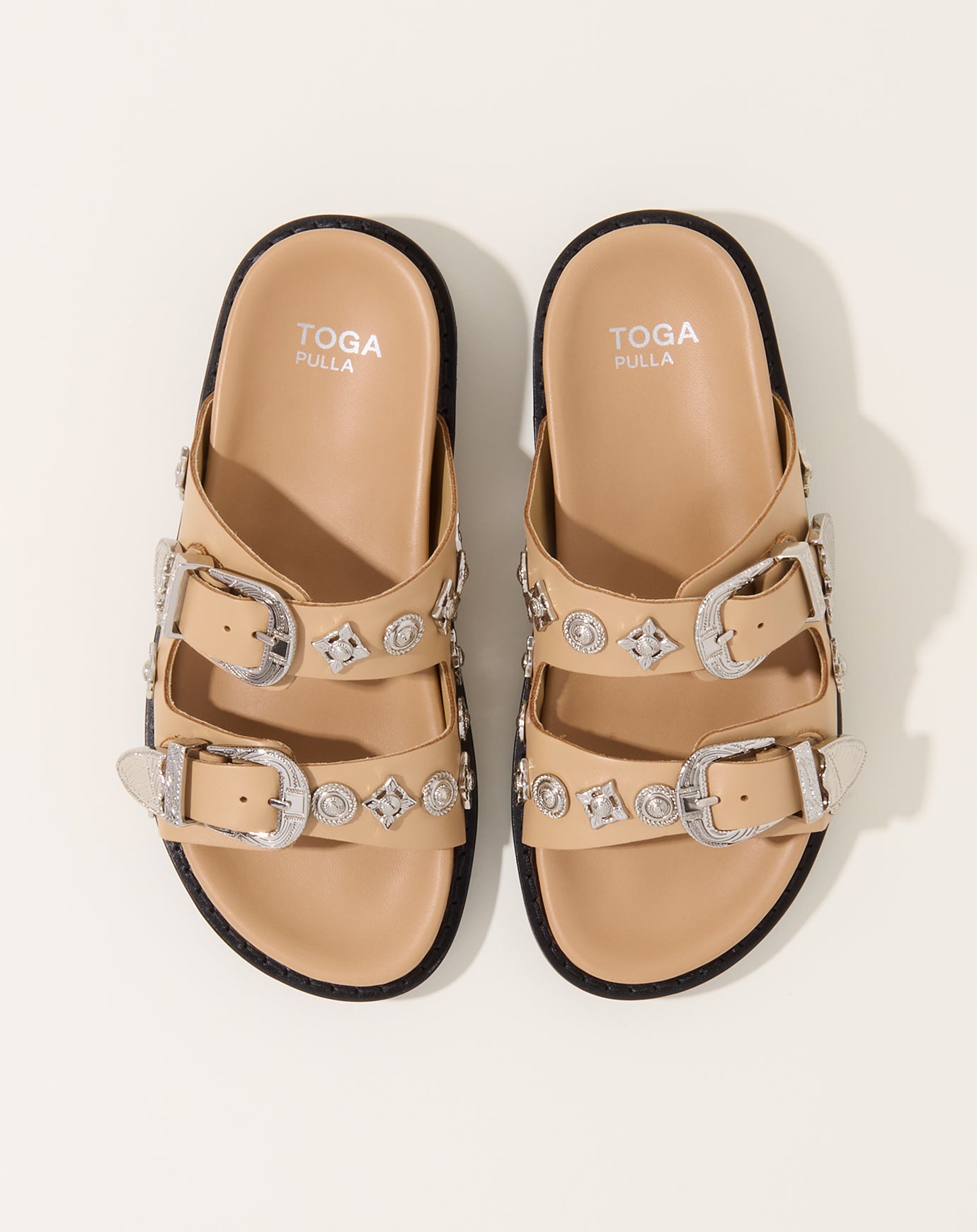 TOGA Archives Buckle Sandals in Beige