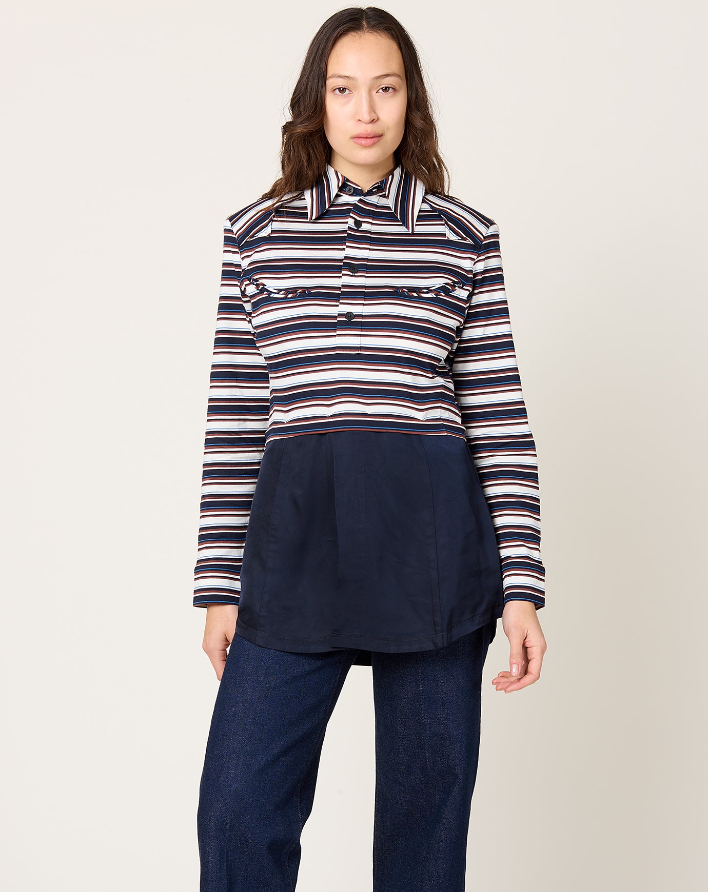 TOGA Archives Cotton Jersey Mix Stripe Shirt