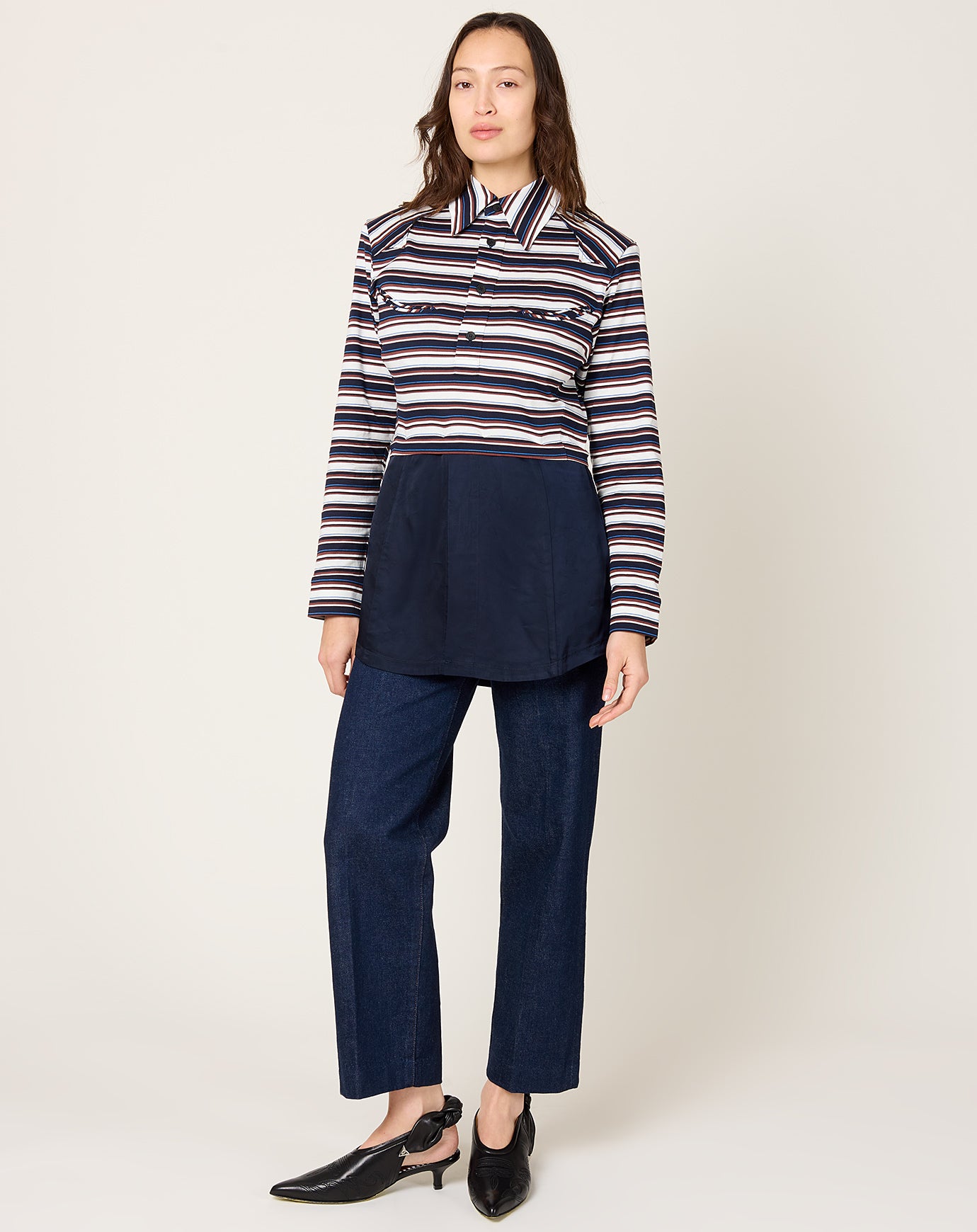 TOGA Archives Cotton Jersey Mix Stripe Shirt