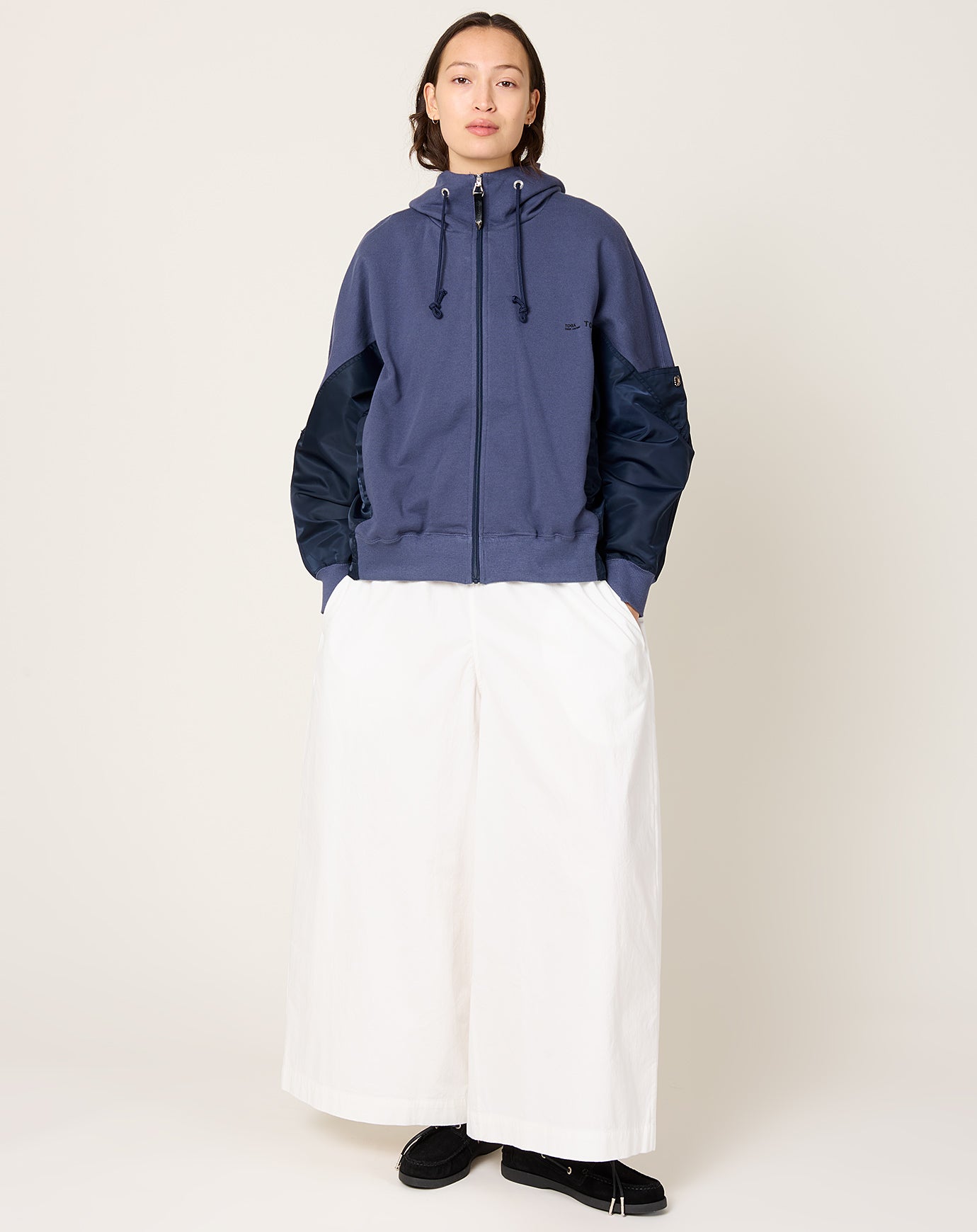 TOGA Archives Cotton Nylon Hoodie Navy