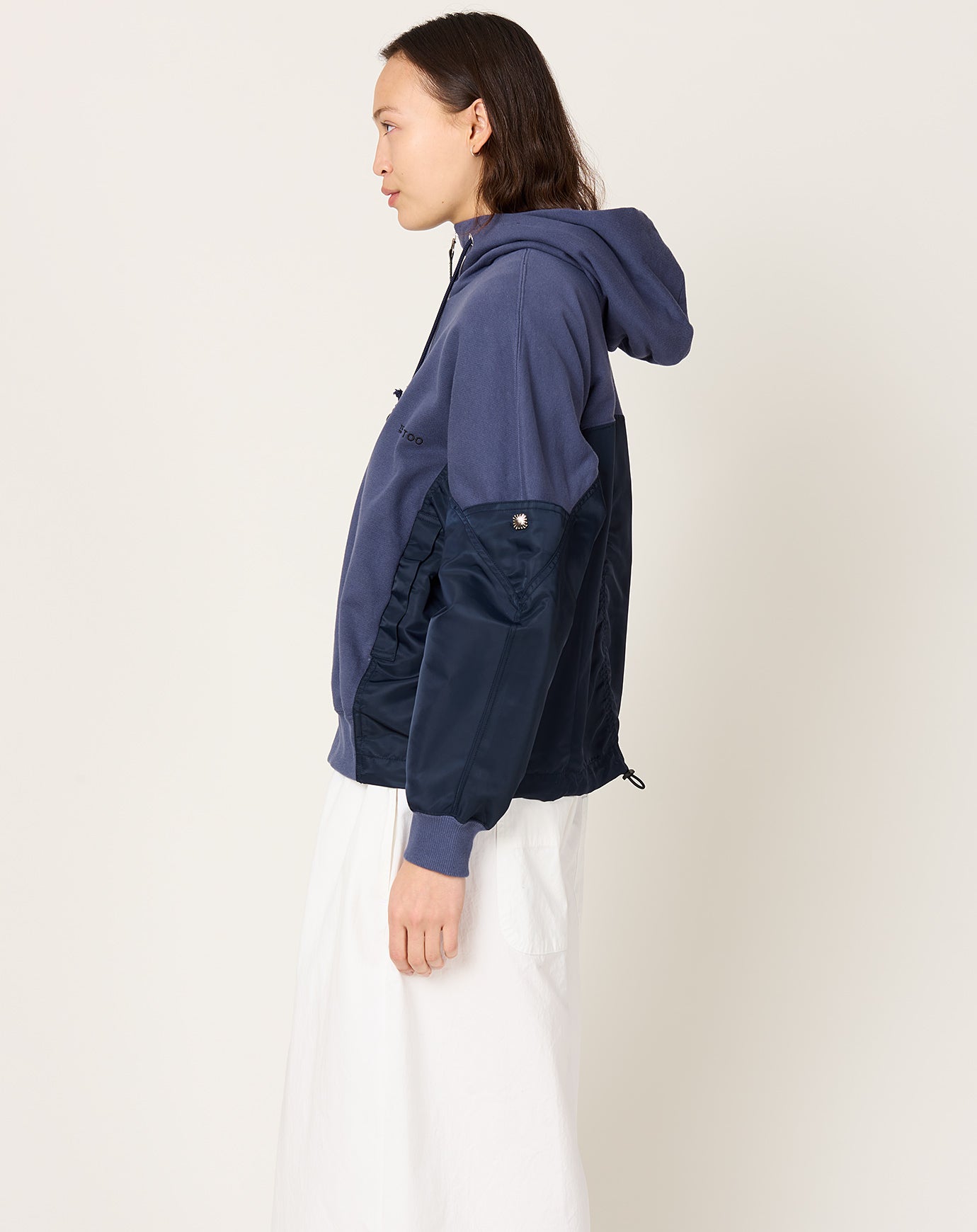 TOGA Archives Cotton Nylon Hoodie Navy