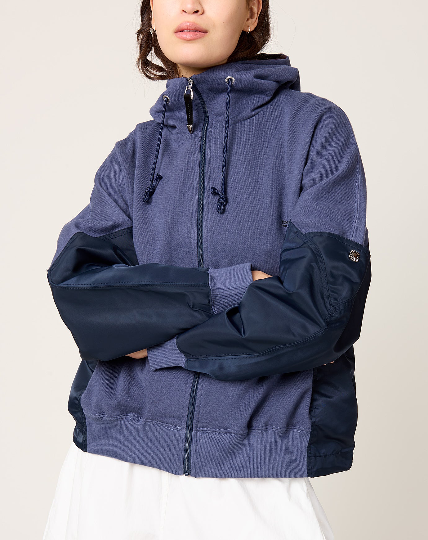 TOGA Archives Cotton Nylon Hoodie Navy