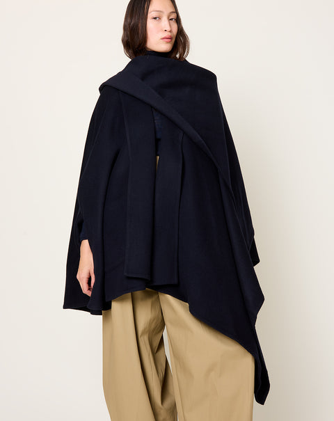 Double Face Melton Wool Cape Coat in Navy | TOGA Archives | Covet 