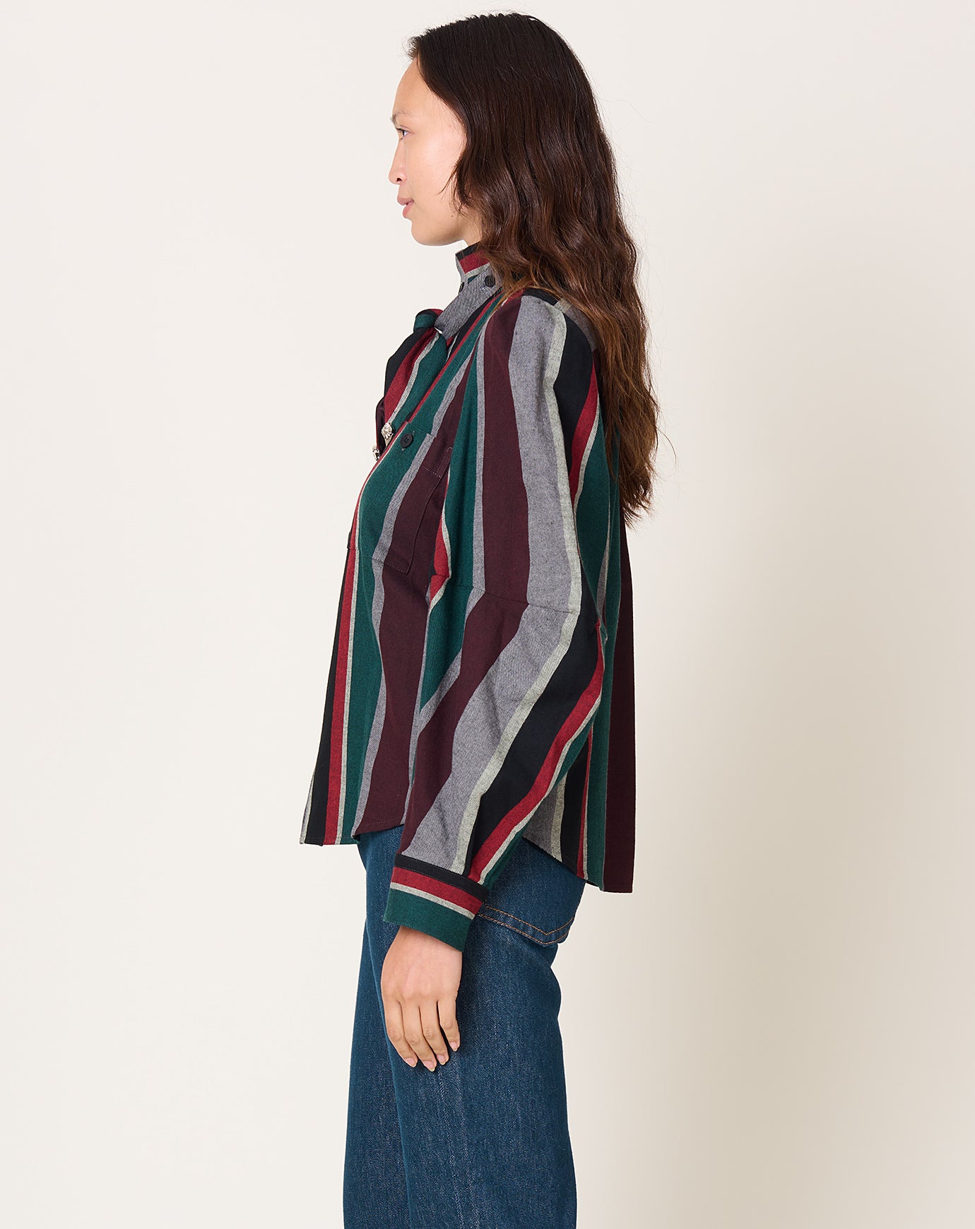 TOGA Archives Flannel Striped Shirt in Green