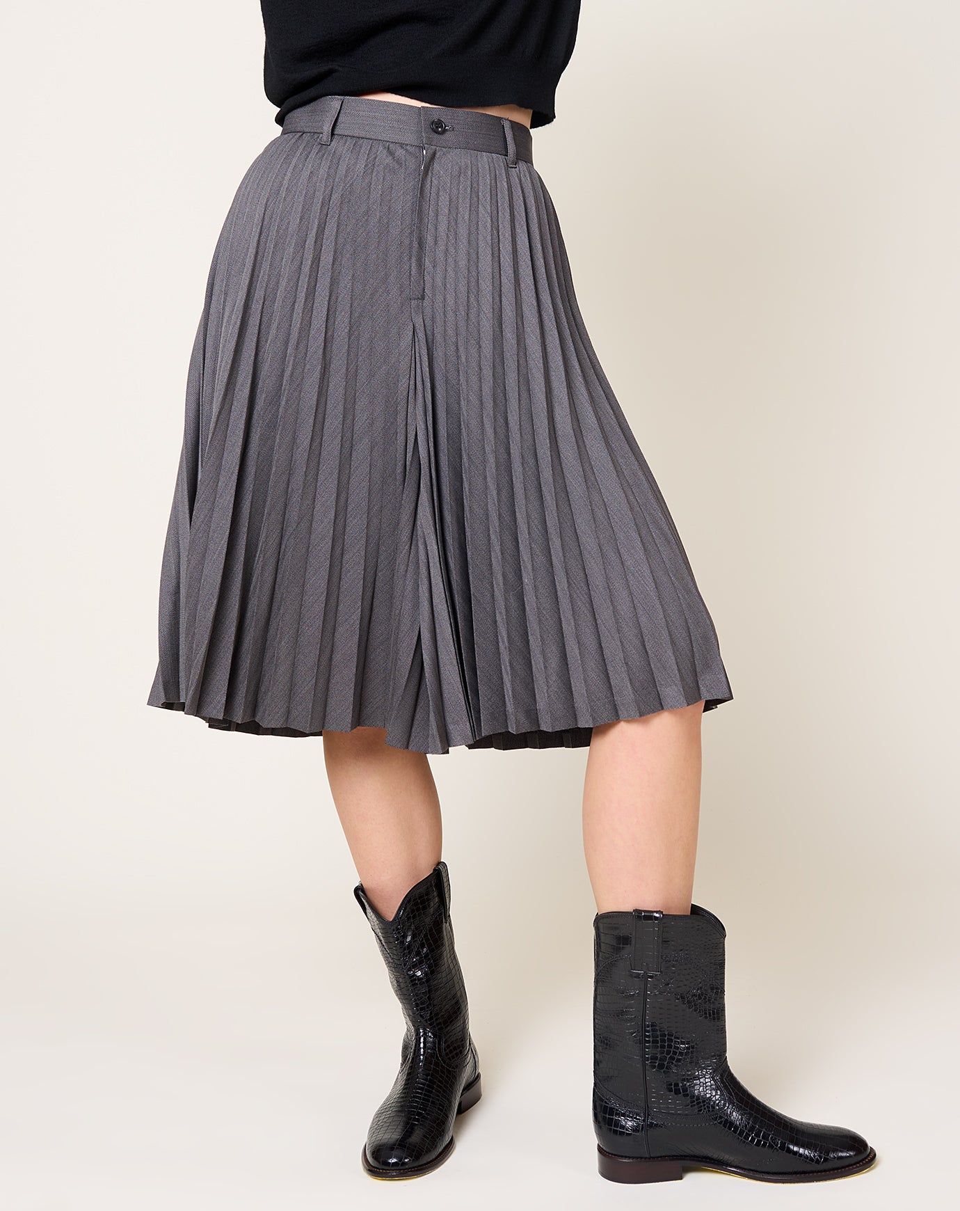 TOGA Archives Herringbone Pleated Shorts in Grey