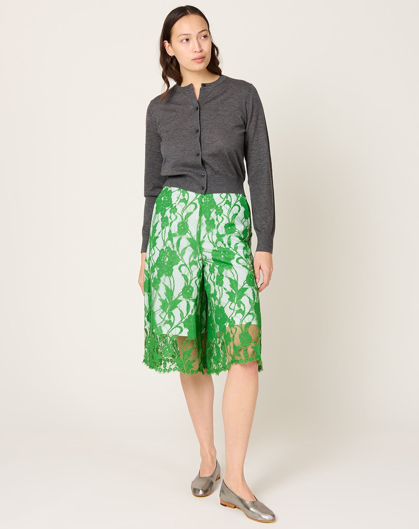 TOGA Archives Lace Cullotes in Light Green