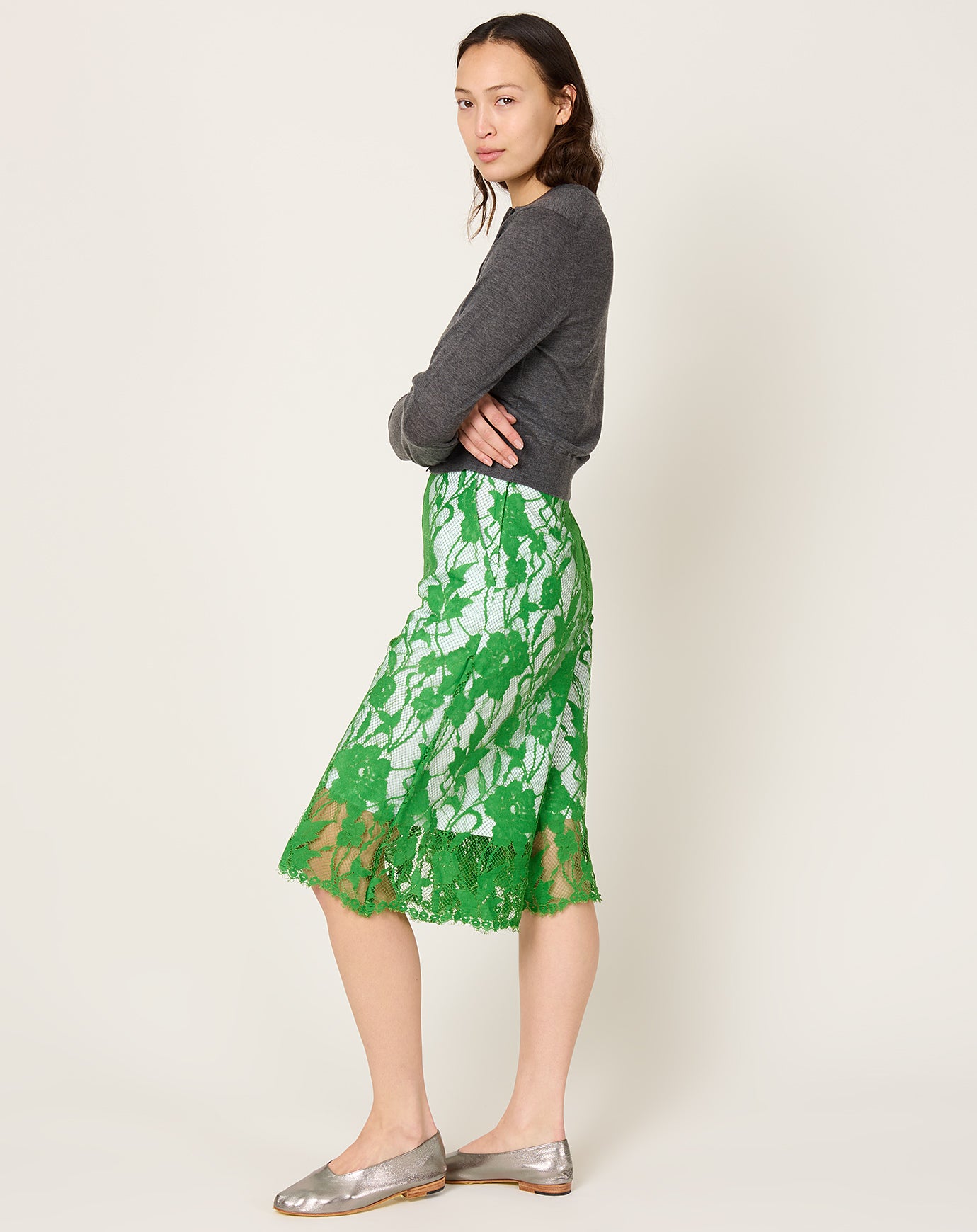 TOGA Archives Lace Cullotes in Light Green