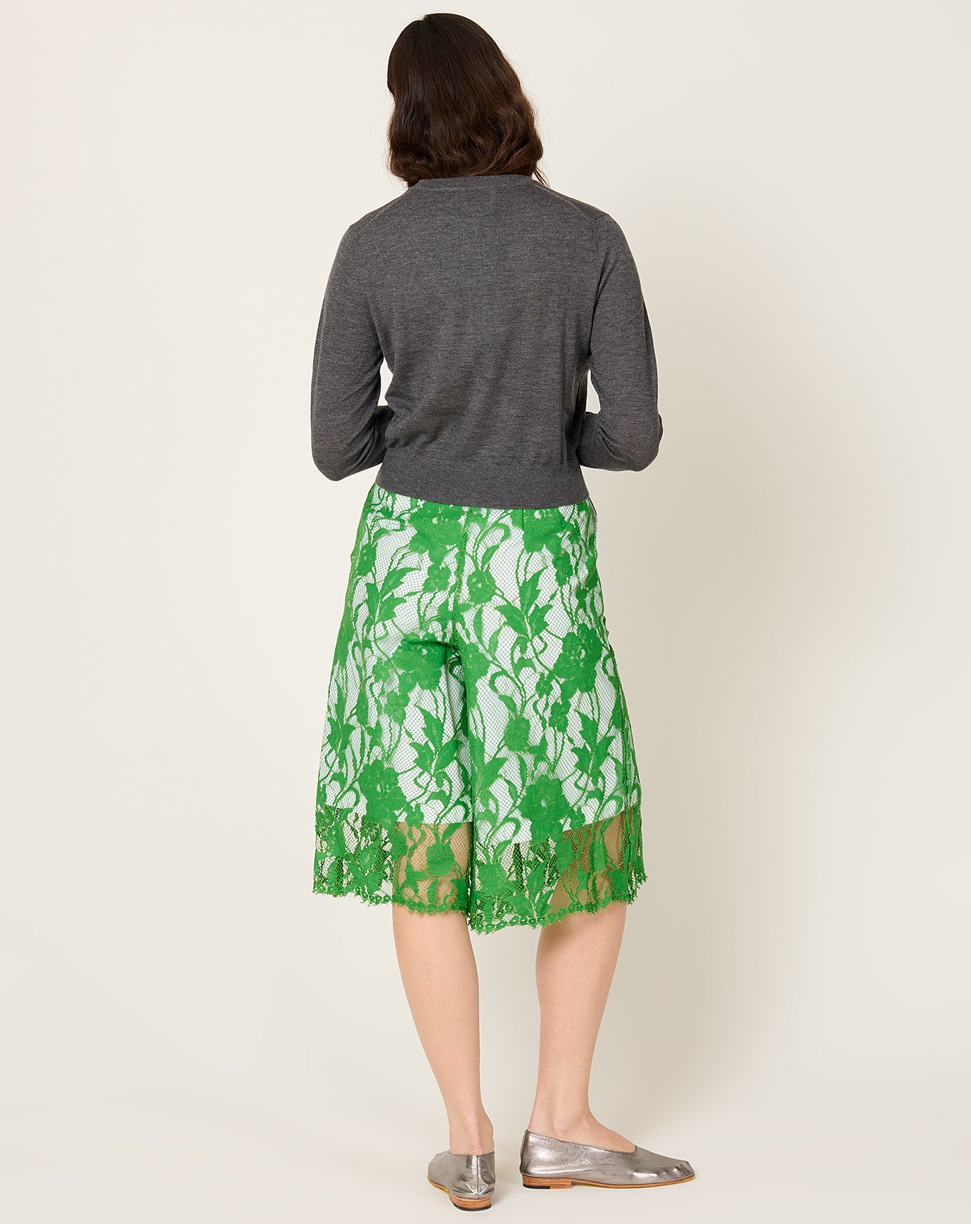 TOGA Archives Lace Cullotes in Light Green