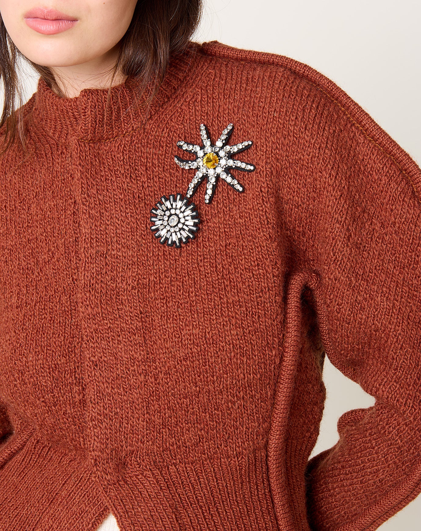 TOGA Archives Motif Knit Cardigan in Brown