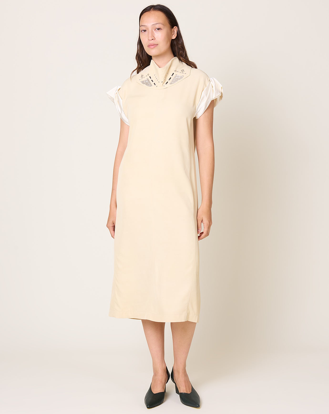 TOGA Archives Rayon Silk Twill Dress in Beige