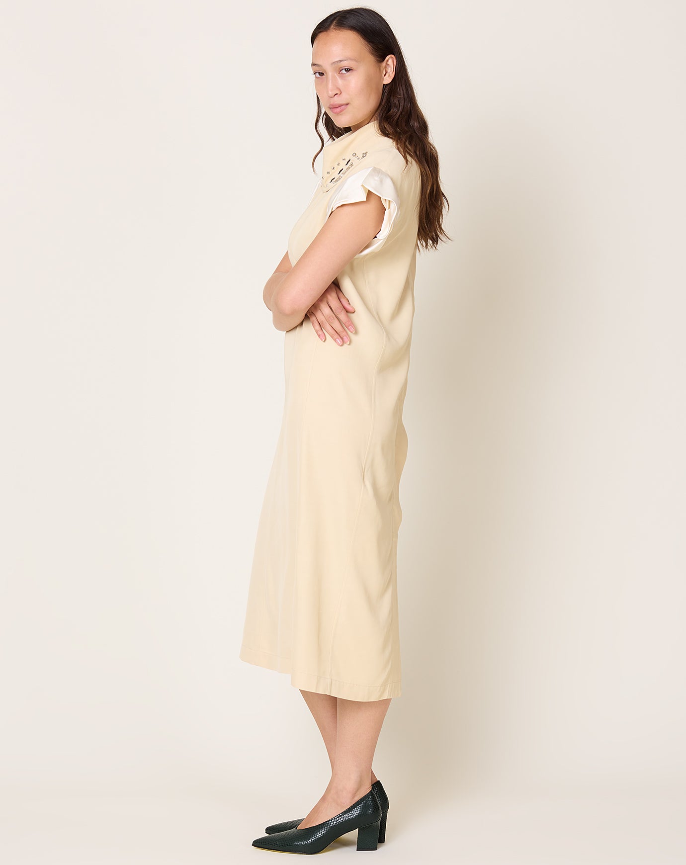 TOGA Archives Rayon Silk Twill Dress in Beige