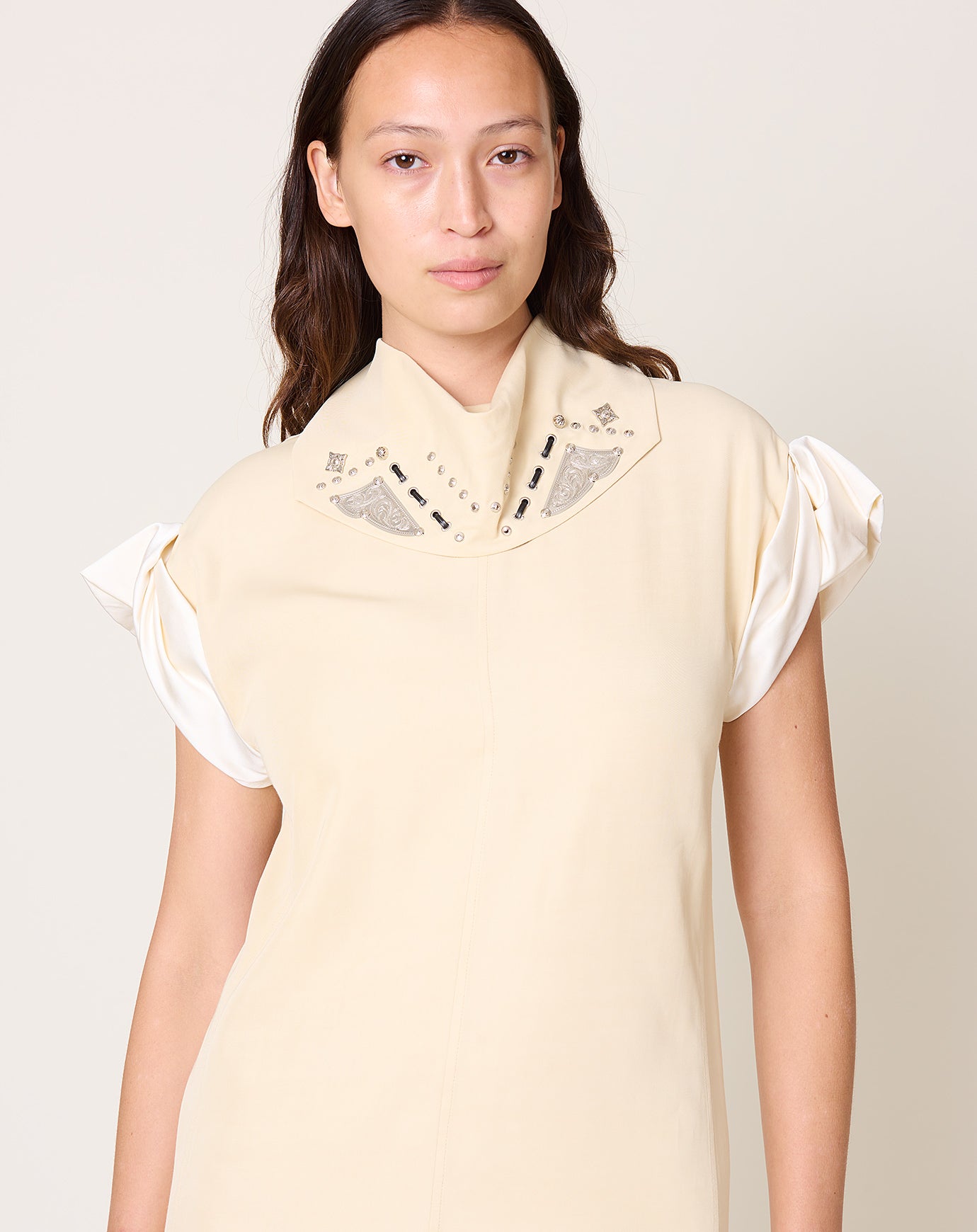 TOGA Archives Rayon Silk Twill Dress in Beige