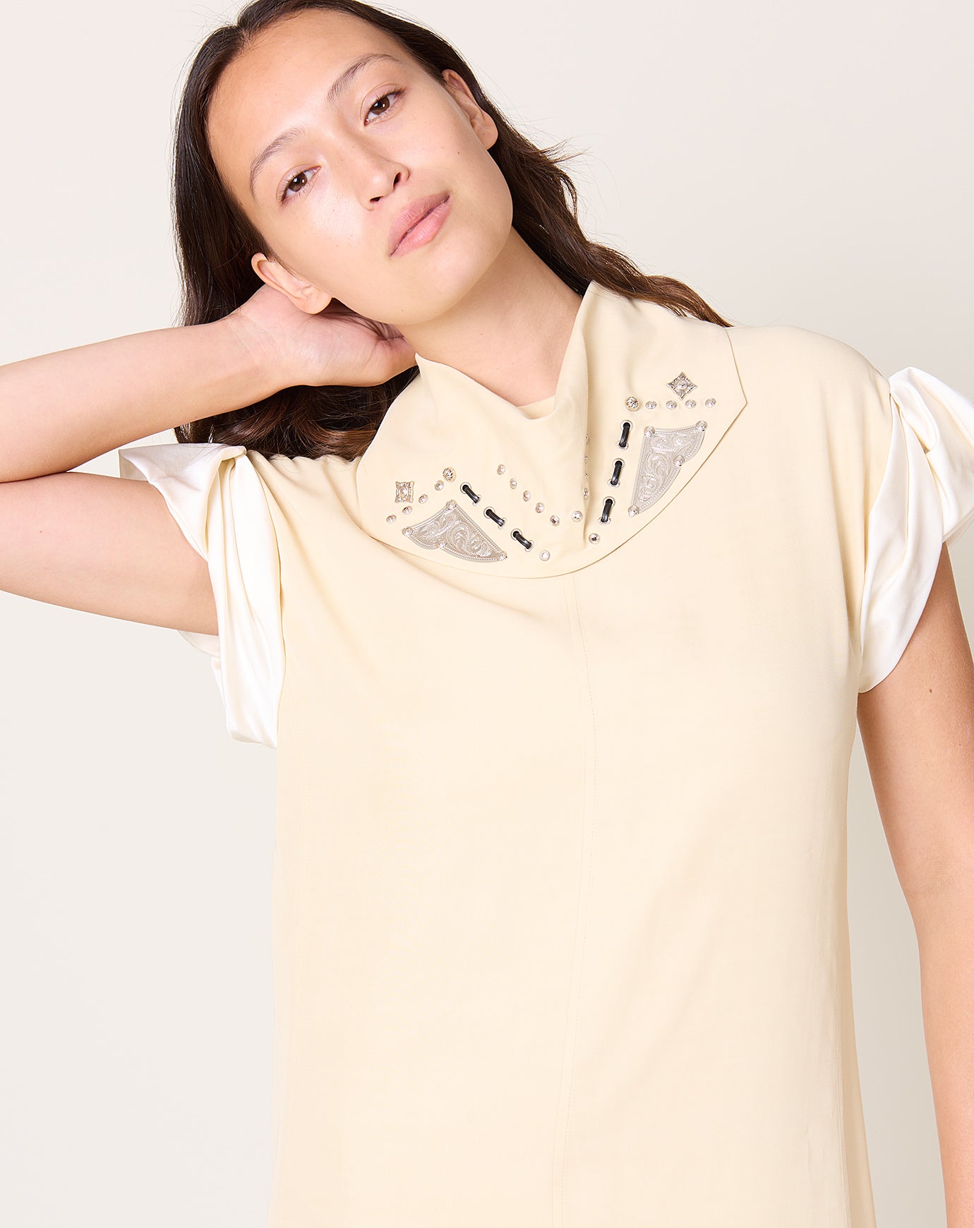 TOGA Archives Rayon Silk Twill Dress in Beige
