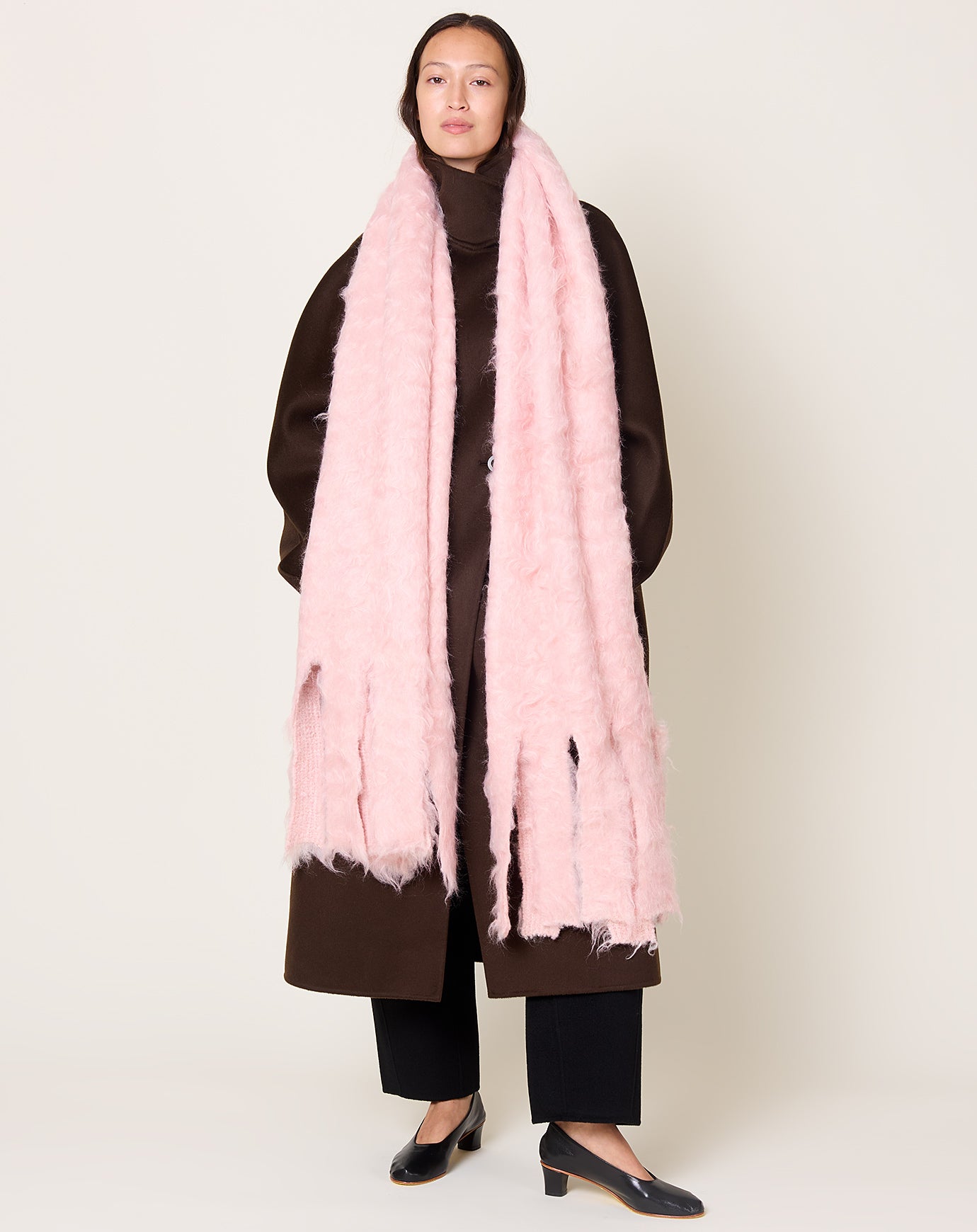 TOGA Archives Shaggy Knit Stole in Pink