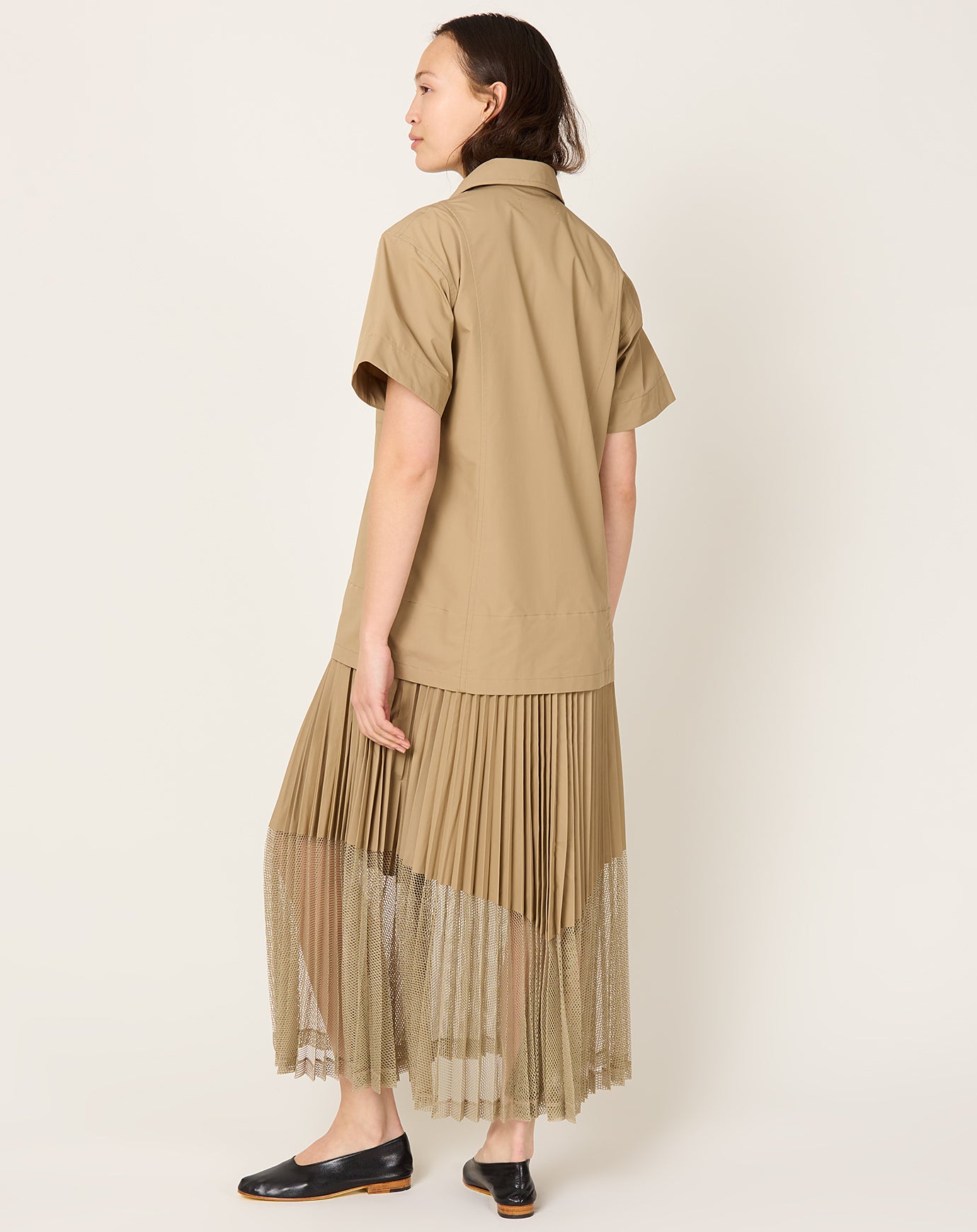 TOGA Archives Typewriter Mesh Dress in Beige