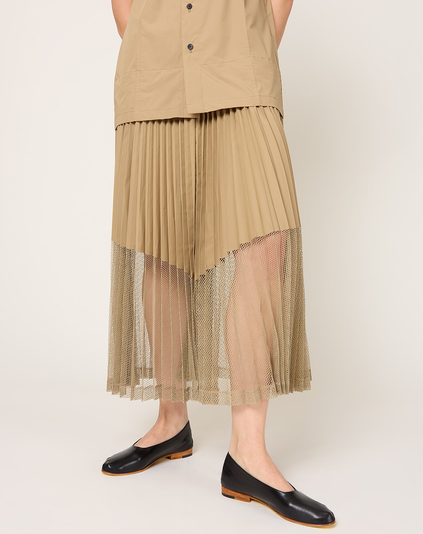 TOGA Archives Typewriter Mesh Dress in Beige