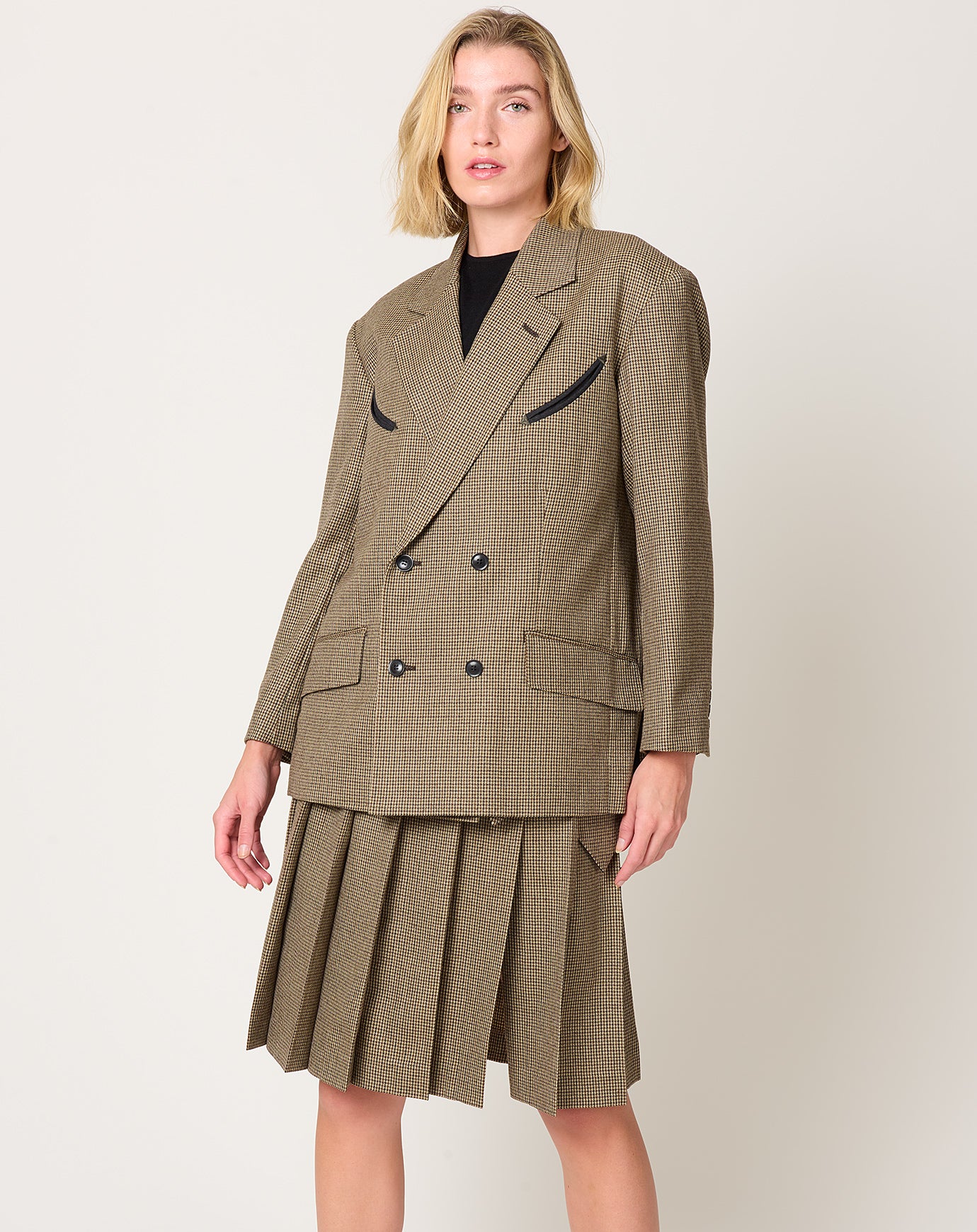 TOGA Archives Wool Check Jacket in Brown