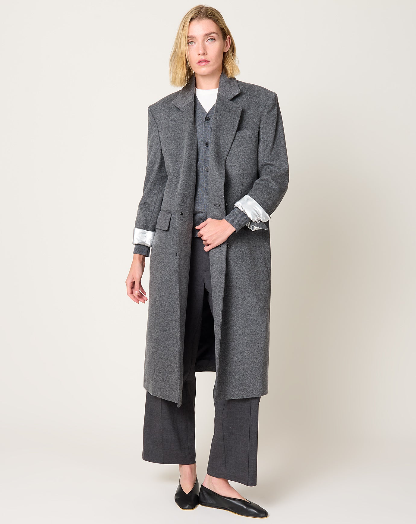 TOGA Archives Wool Long Coat in Grey