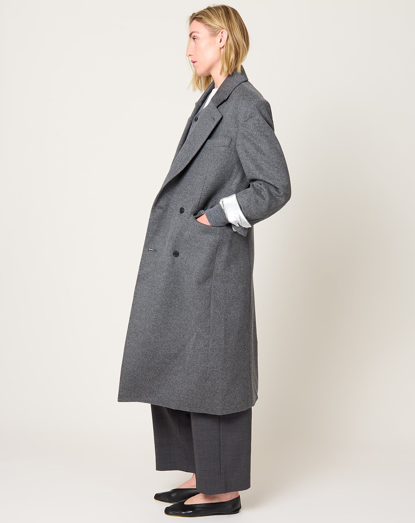 TOGA Archives Wool Long Coat in Grey
