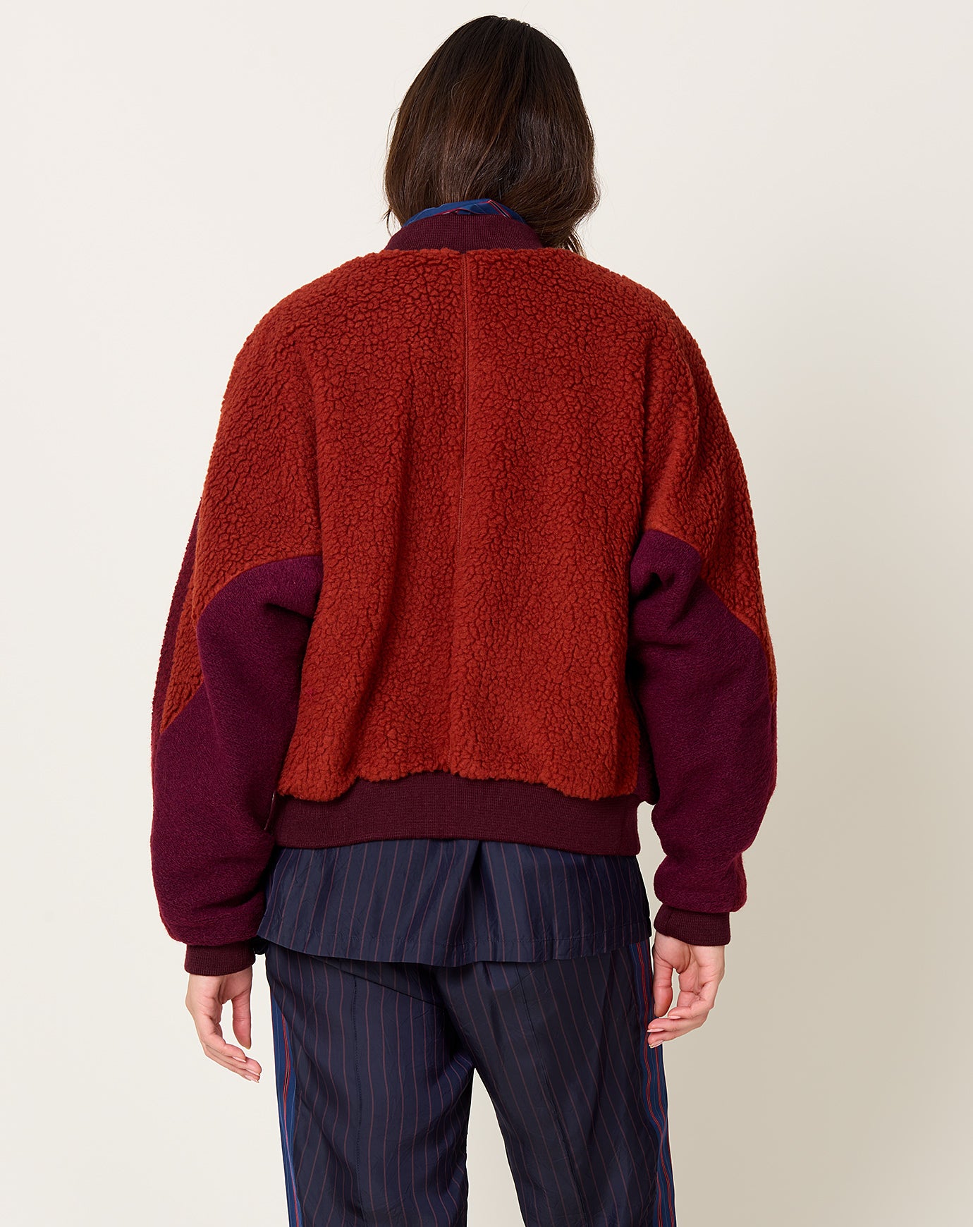 TOGA Archives Wool Pile Boa Blouson in Dark Red