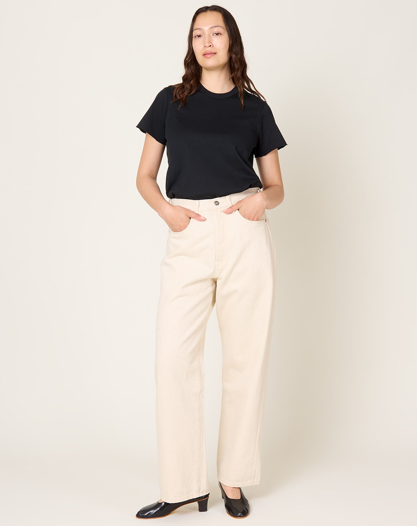 Yoko Sakamoto 5 Pocket Straight Pants in Ecru